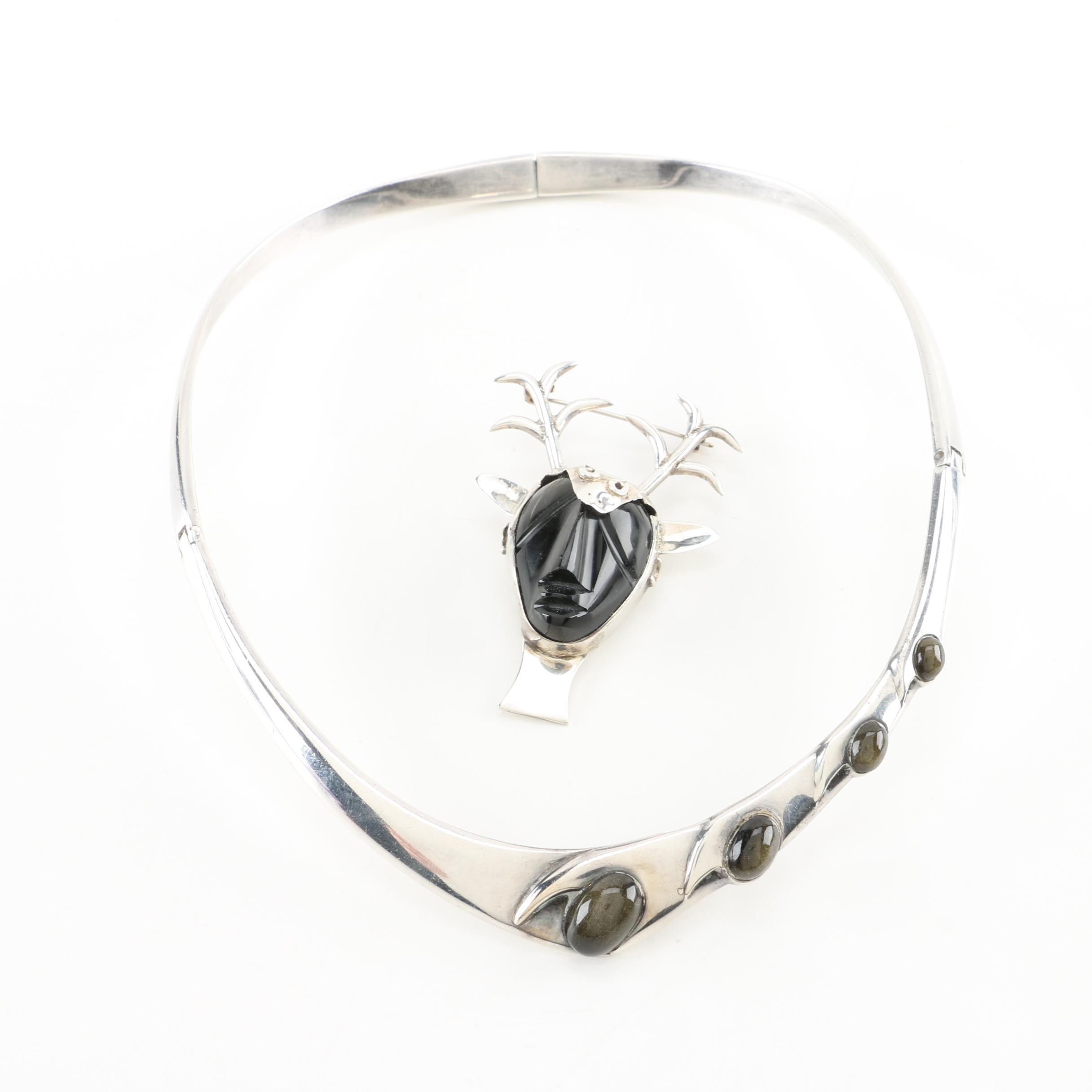 Sigi Paneda Necklace and Taxco Deer Brooch