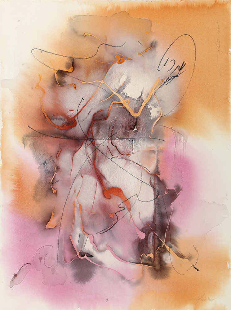 Ricardo Morin Mixed Media Painting on Paper from "Vortex" Series