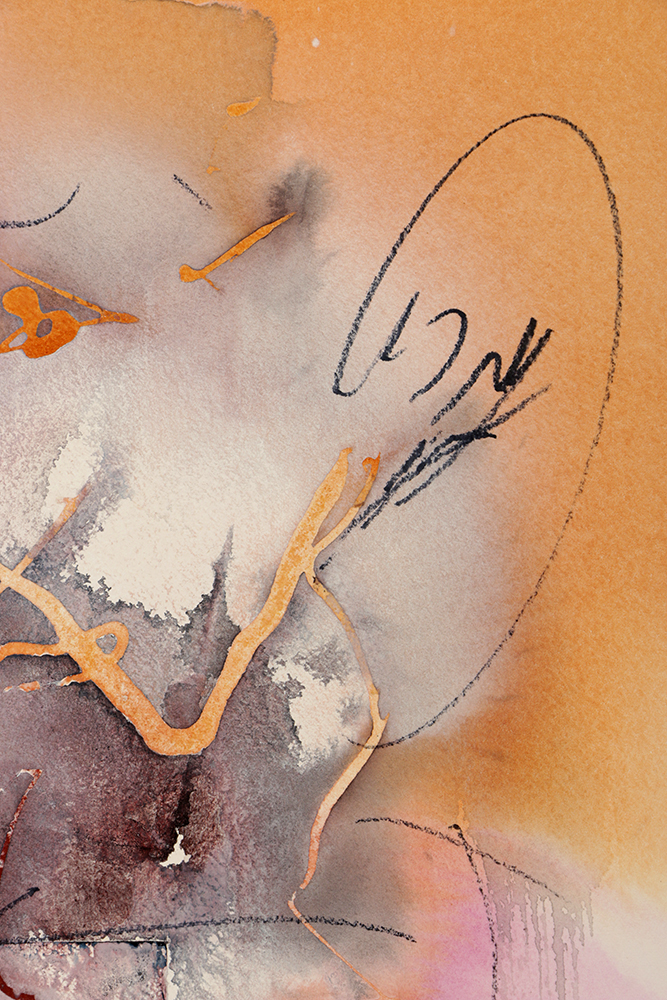 Ricardo Morin Mixed Media Painting on Paper from "Vortex" Series