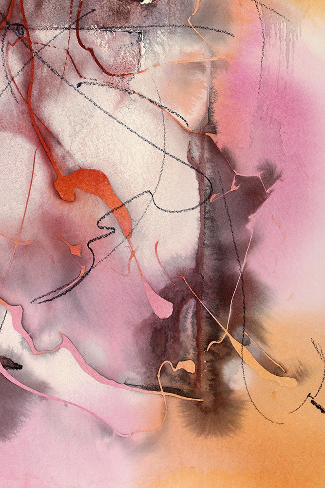 Ricardo Morin Mixed Media Painting on Paper from "Vortex" Series