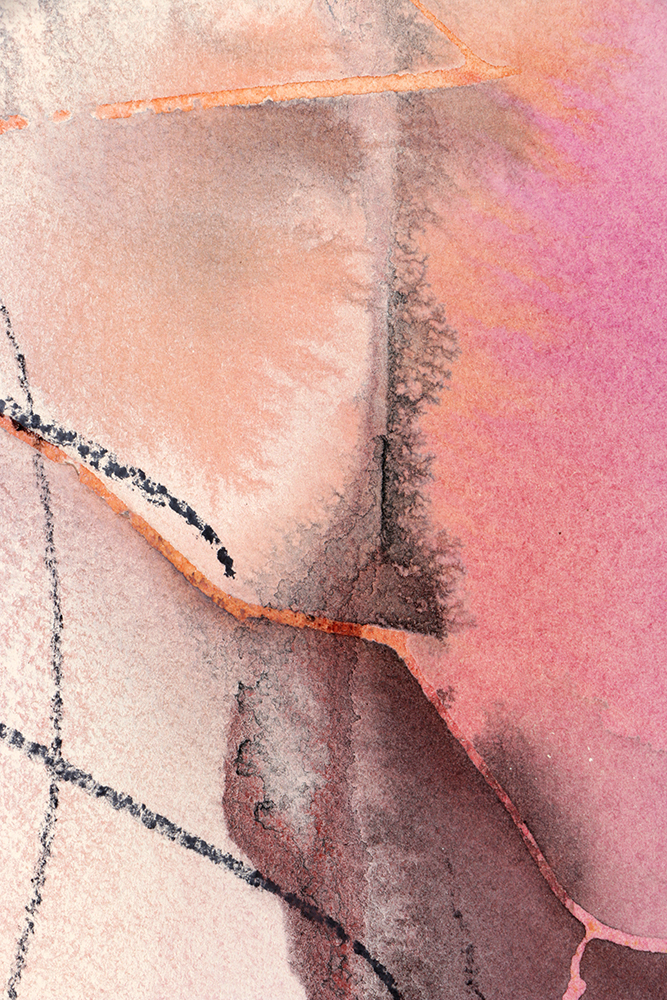 Ricardo Morin Mixed Media Painting on Paper from "Vortex" Series