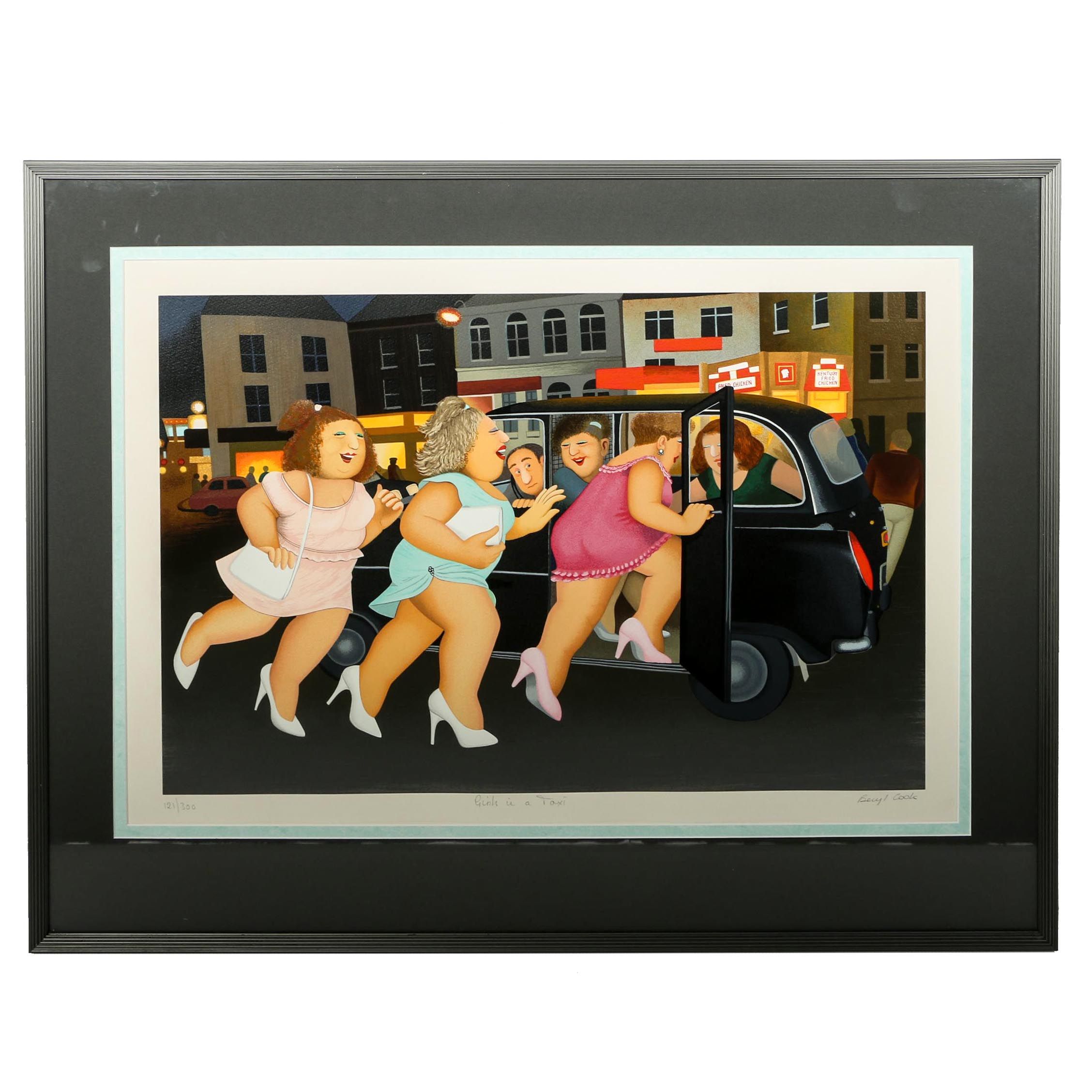 Beryl Cook Limited Edition Giclée After Painting "Girls in a Taxi"