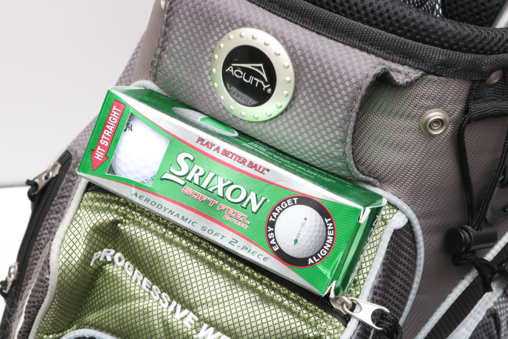 Acuity Two Wheel Golf Push Pull Cart with Golf Equipment