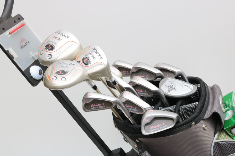 Acuity Two Wheel Golf Push Pull Cart with Golf Equipment