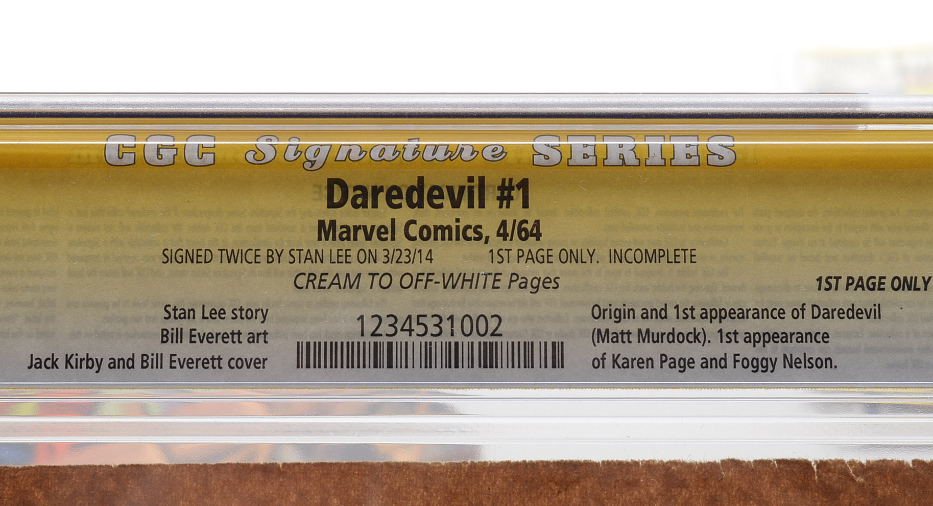 Collection of Marvel Comics "Daredevil" Including an Authenticated Stan Lee Sealed Single Page