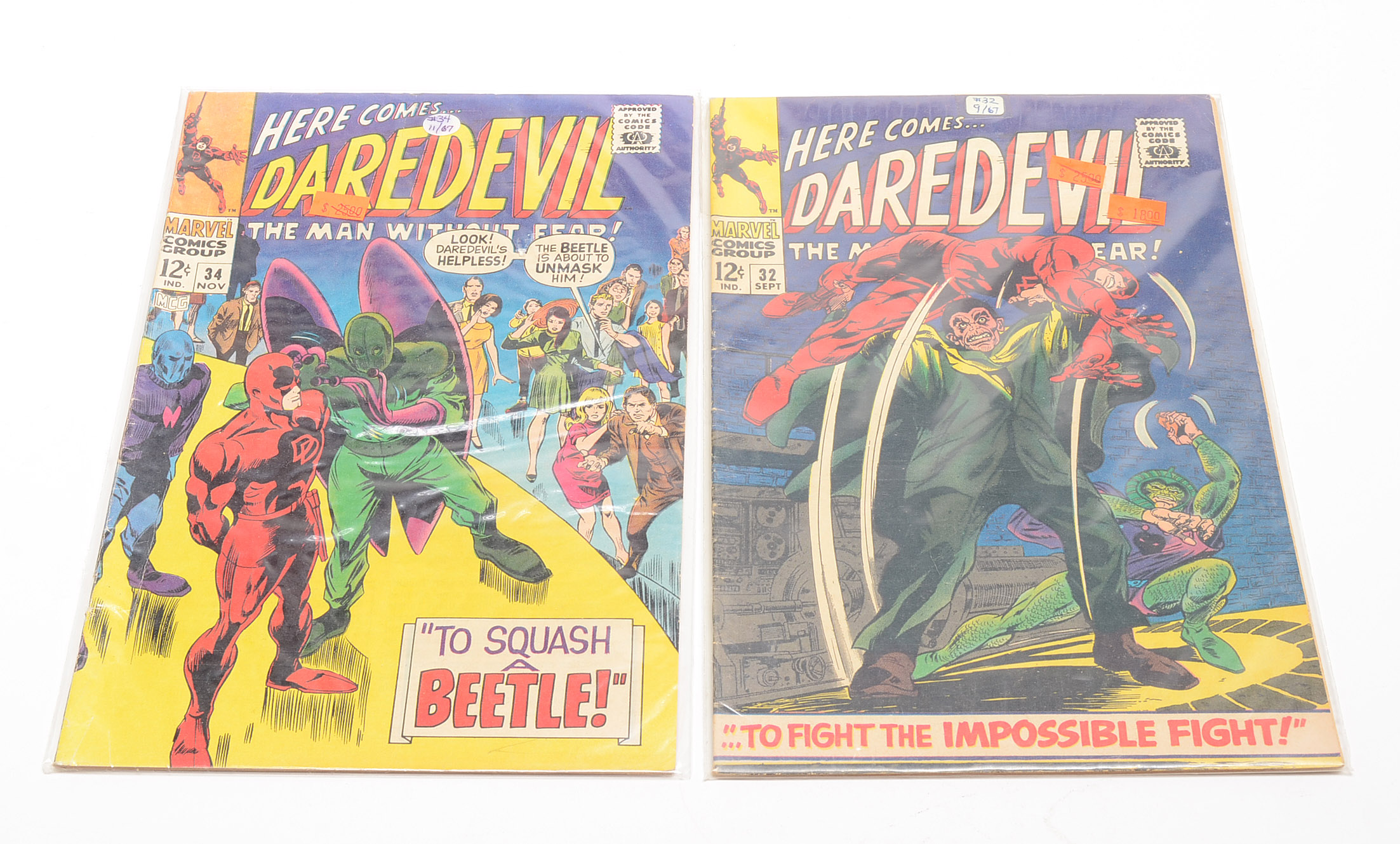 Collection of Marvel Comics "Daredevil" Including an Authenticated Stan Lee Sealed Single Page