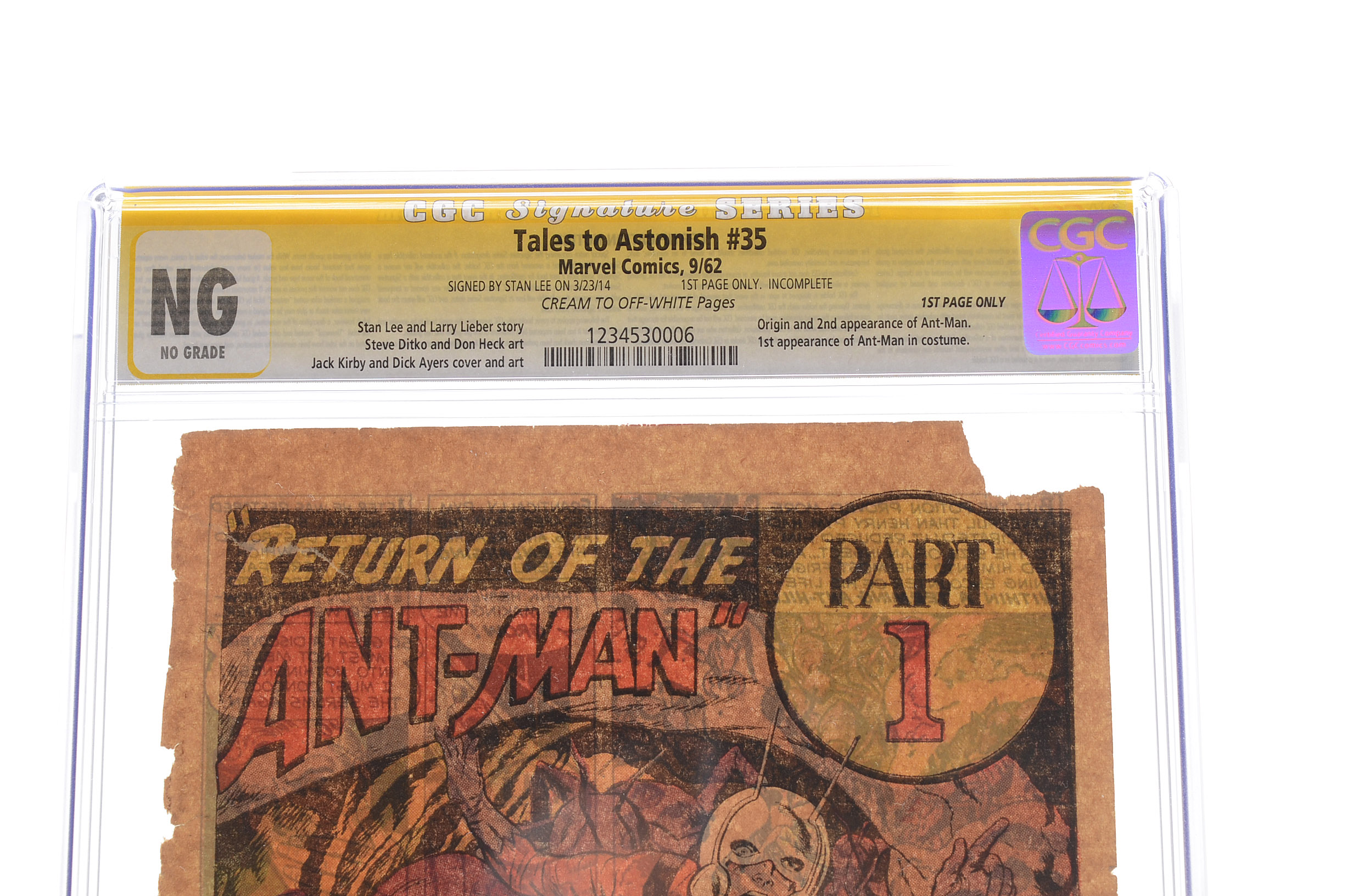 Stan Lee Signed Sealed "Tales to Astonish" #35 First Page