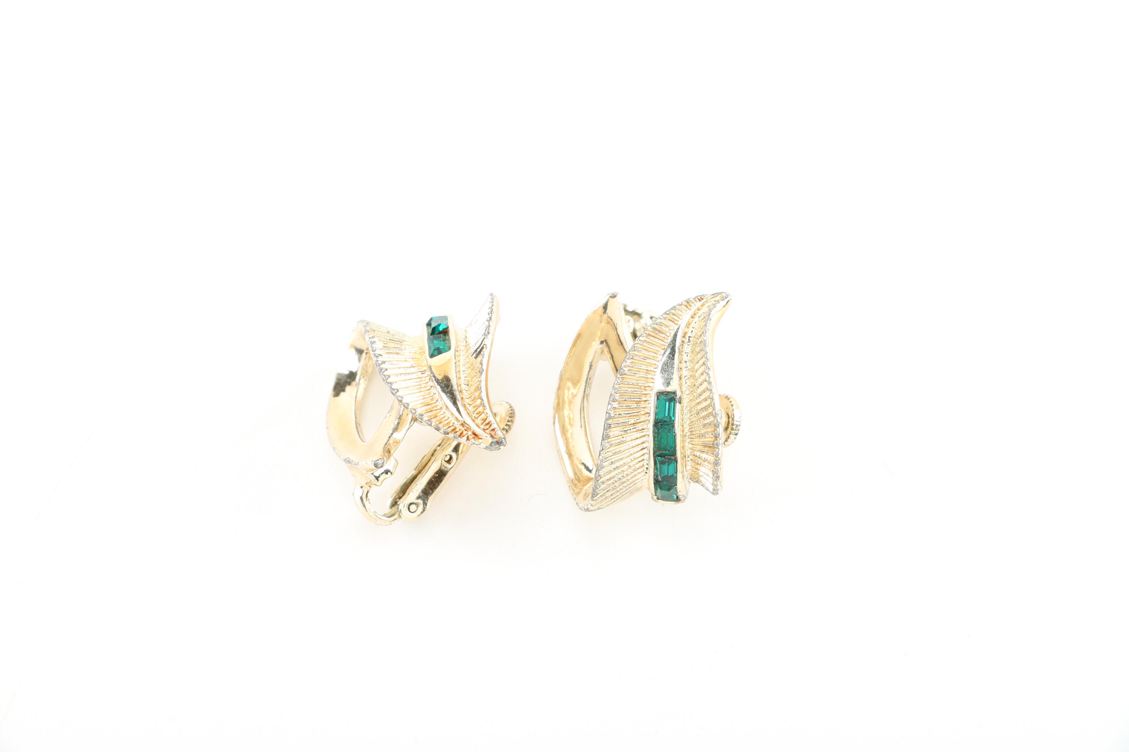 Gold Tone and Green Costume Jewelry featuring Boucher