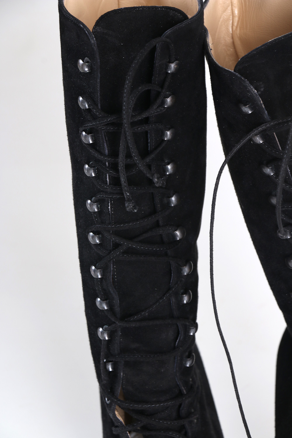 Manolo Blahnik Women's Black Lace-Up Boots