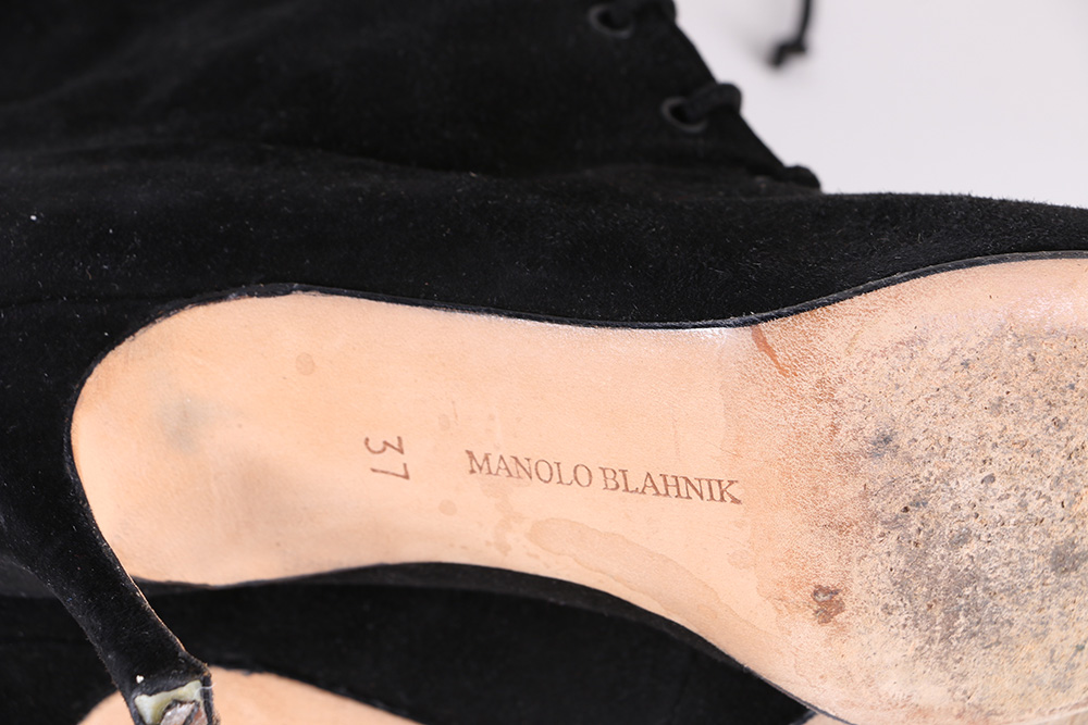 Manolo Blahnik Women's Black Lace-Up Boots