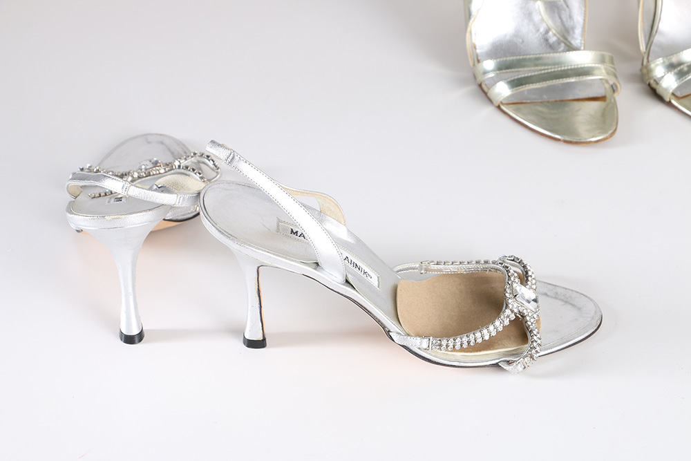 Manolo Blahnik Silver Tone Heels
