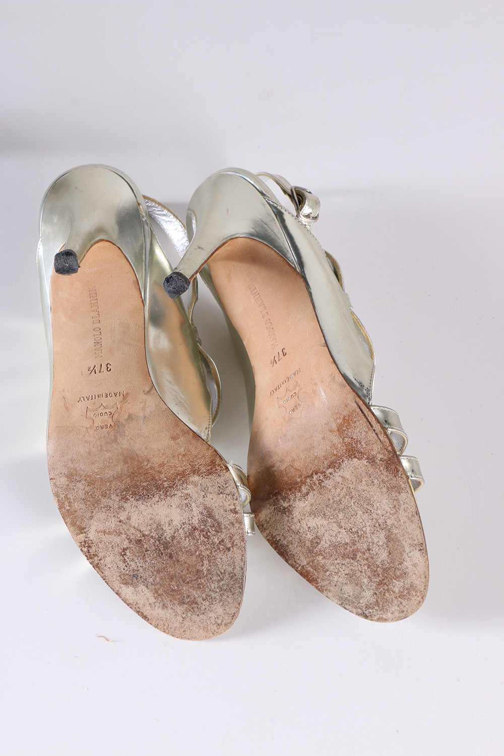 Manolo Blahnik Silver Tone Heels