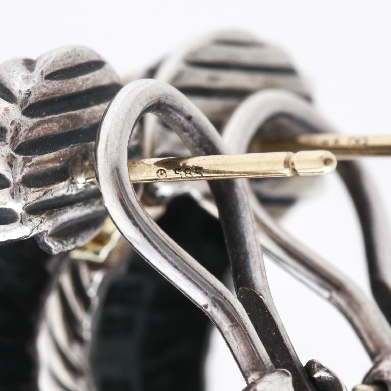 David Yurman Sterling Silver and 14K Yellow Gold Classic Cable Earrings