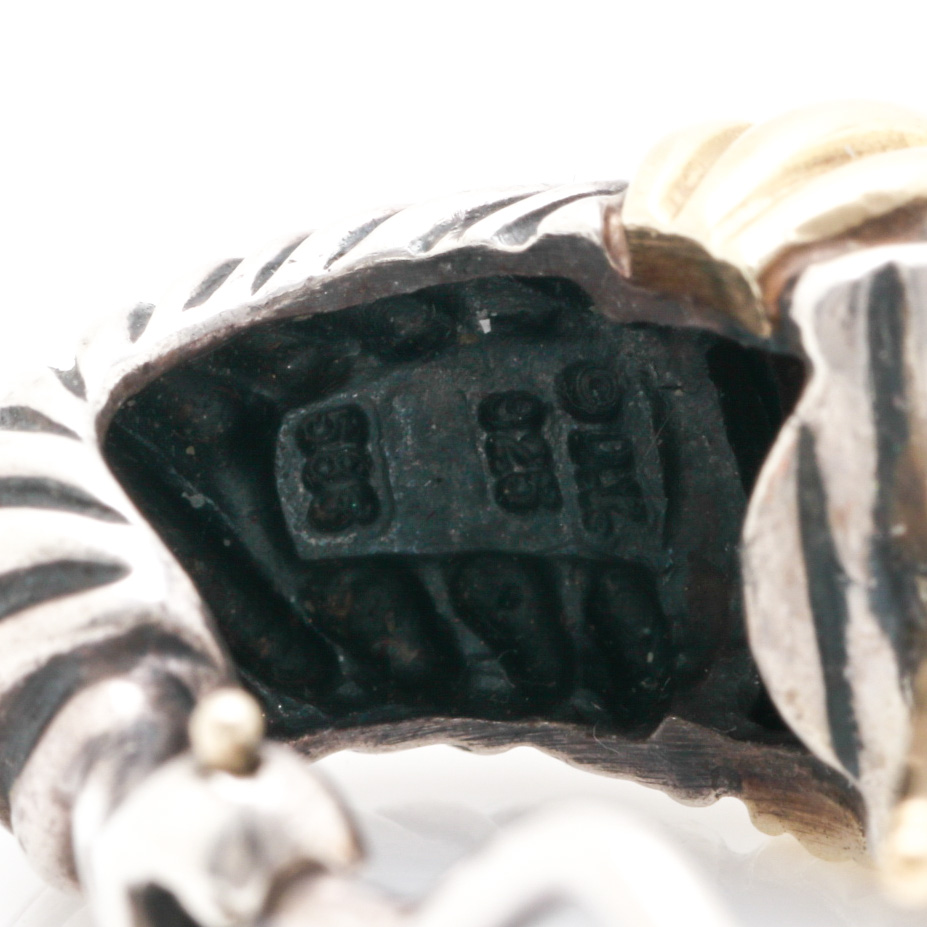 David Yurman Sterling Silver and 14K Yellow Gold Classic Cable Earrings