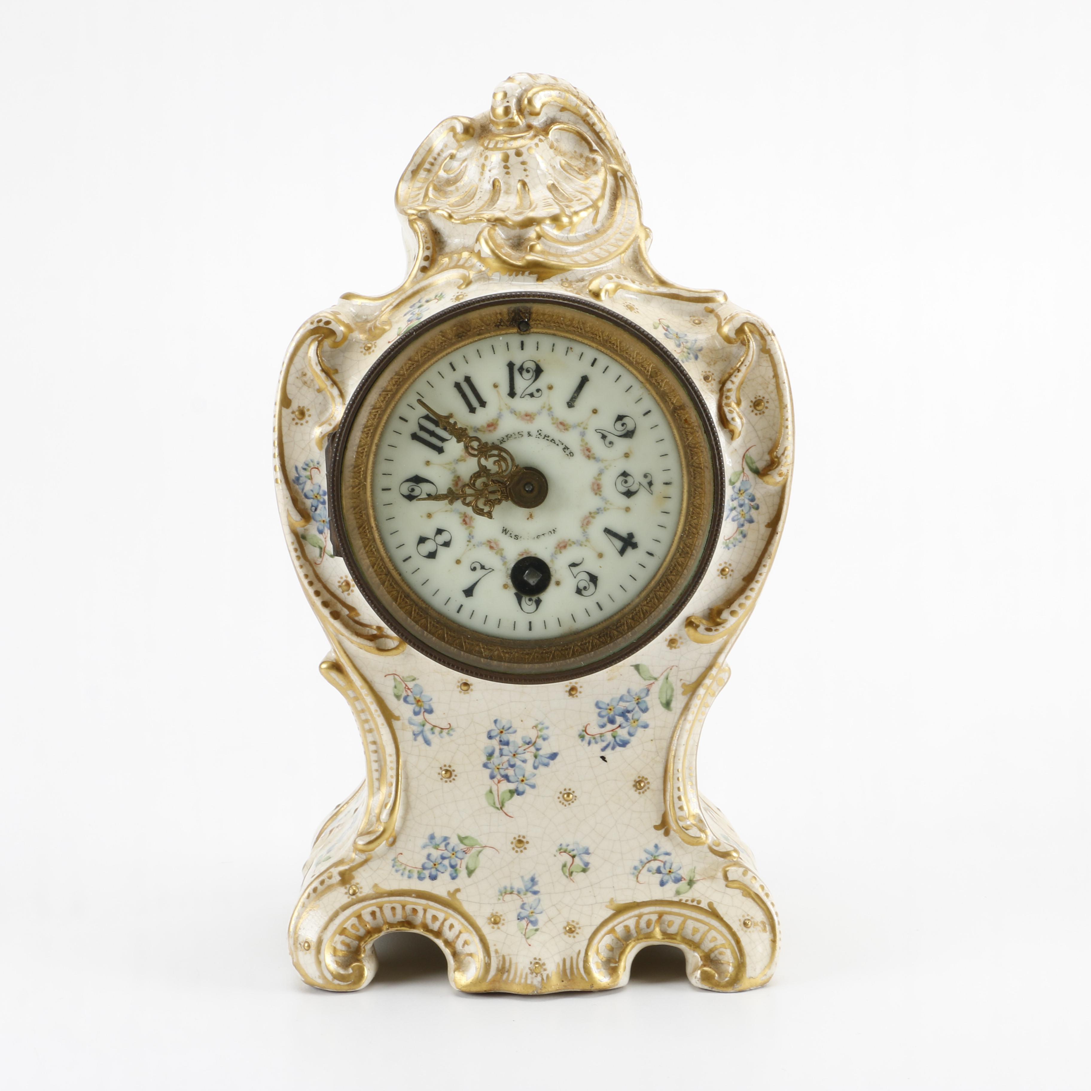 Early 20th Century Harris & Shafer Ceramic Mantel Clock