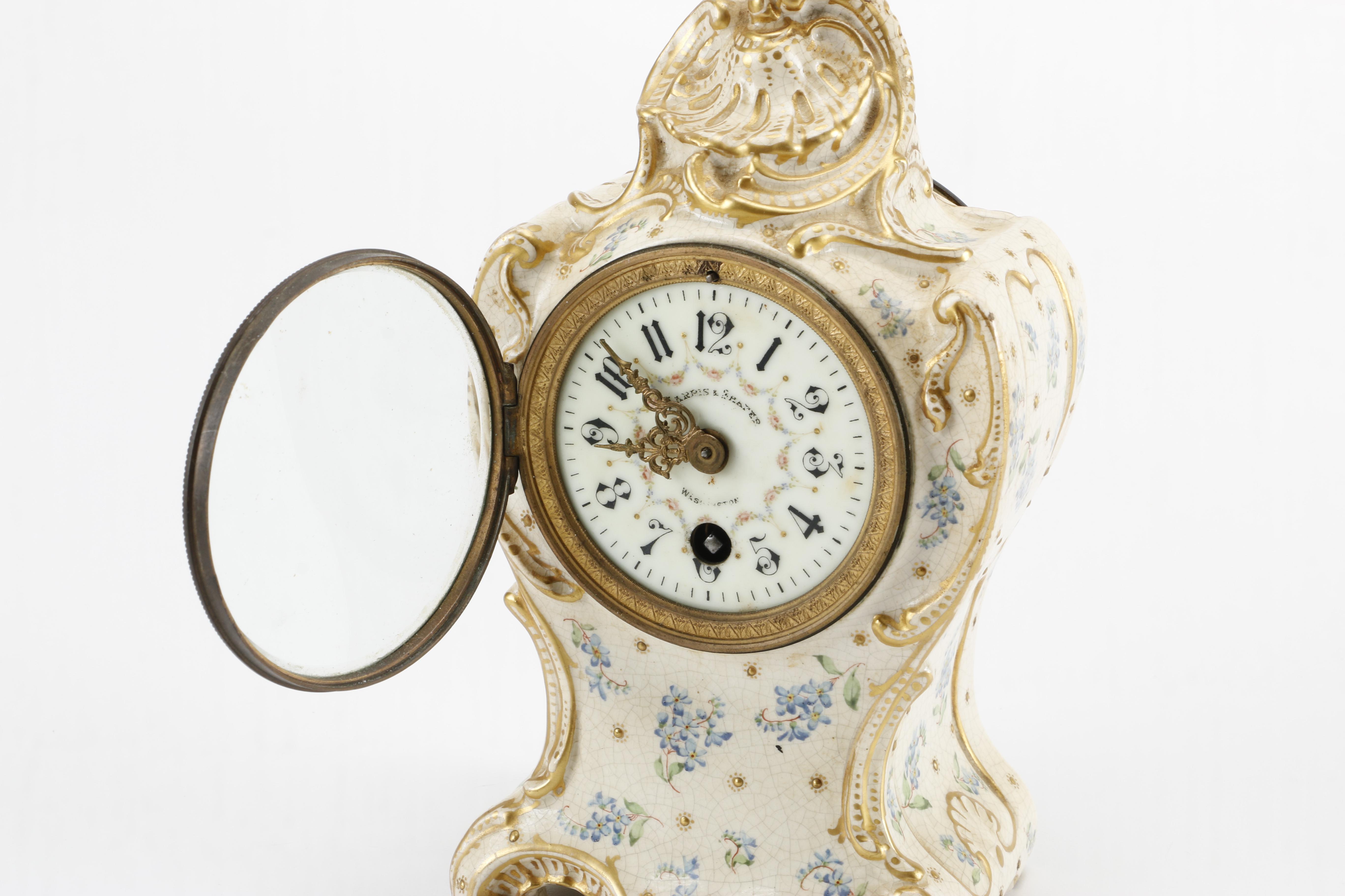 Early 20th Century Harris & Shafer Ceramic Mantel Clock