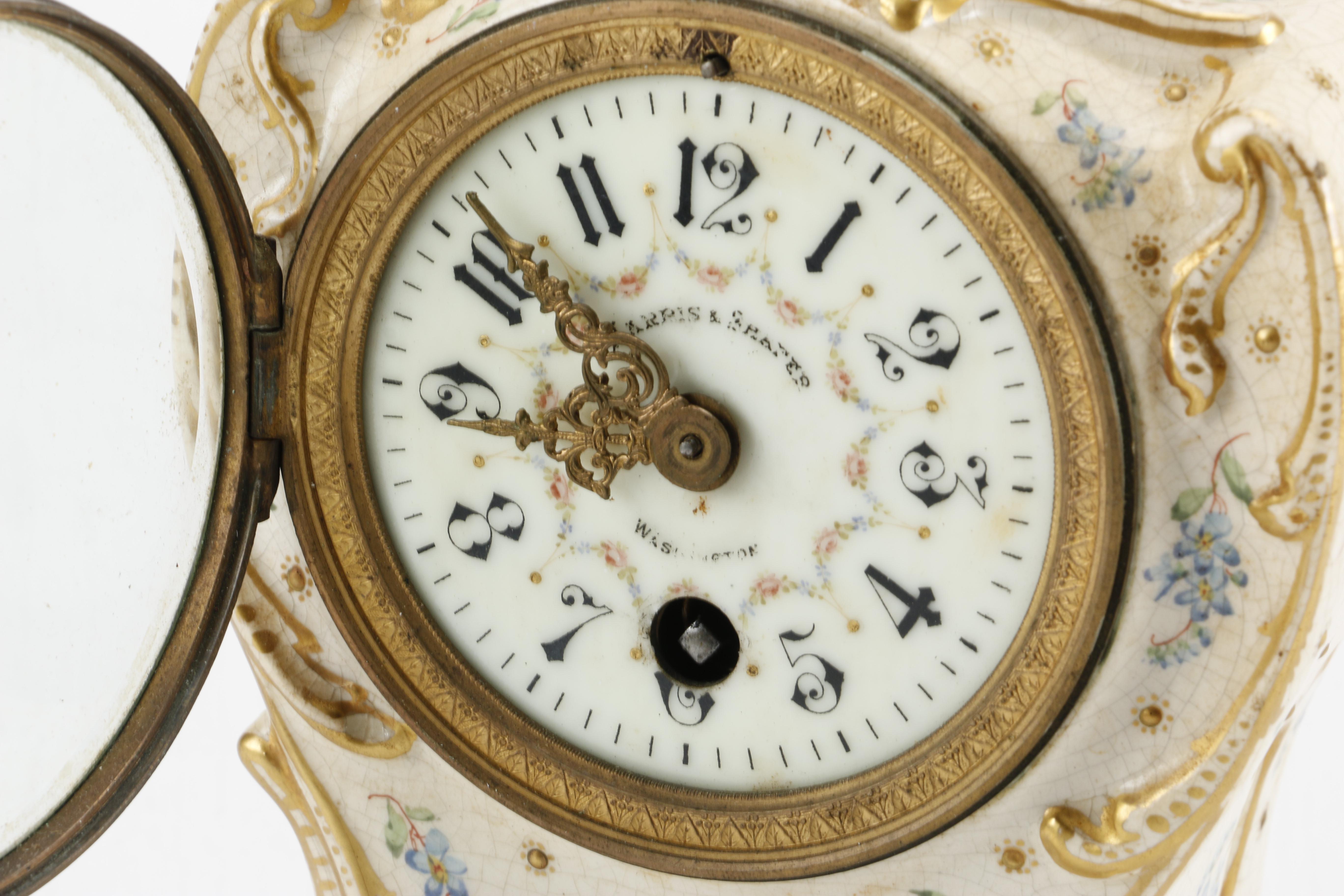 Early 20th Century Harris & Shafer Ceramic Mantel Clock