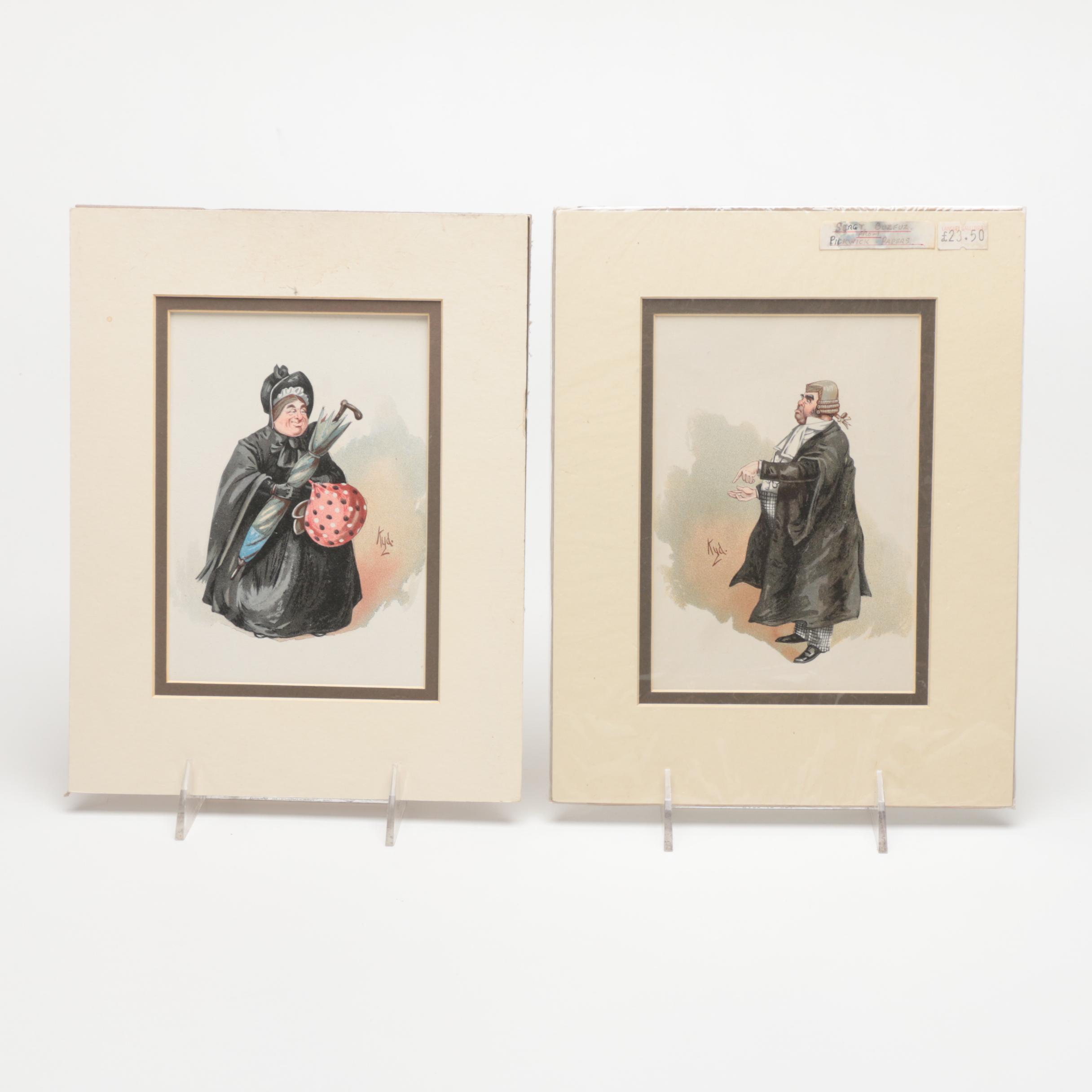 Joseph Clayton Clarke Chromolithographs "Mrs Sarah Gamp" and "Sergeant Buzfuz"