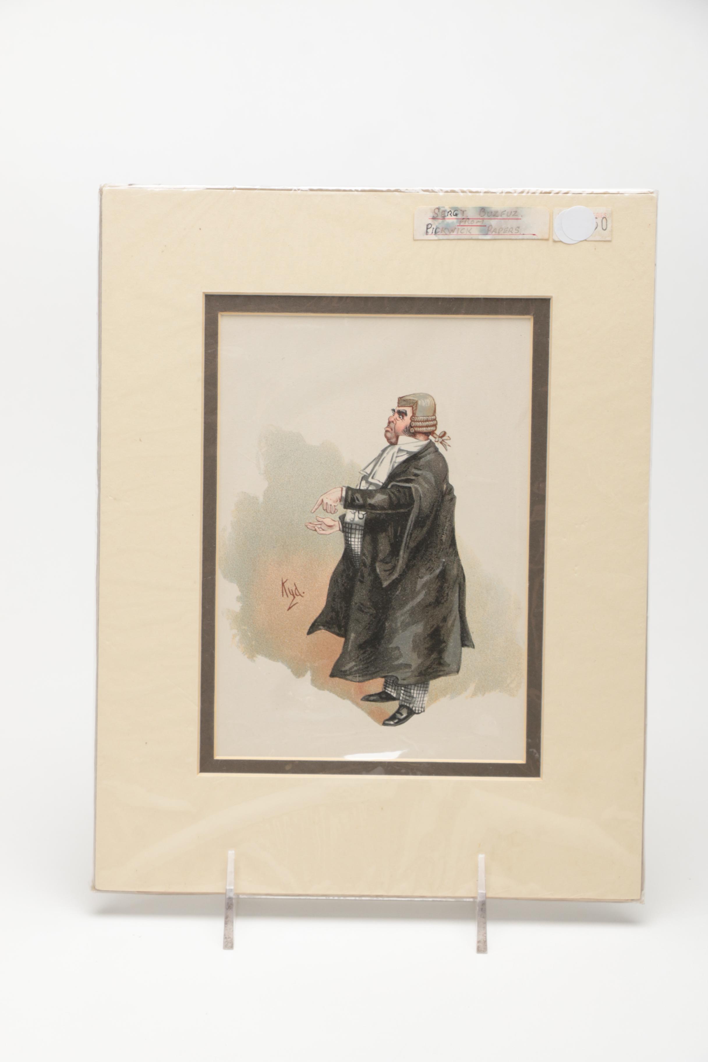Joseph Clayton Clarke Chromolithographs "Mrs Sarah Gamp" and "Sergeant Buzfuz"