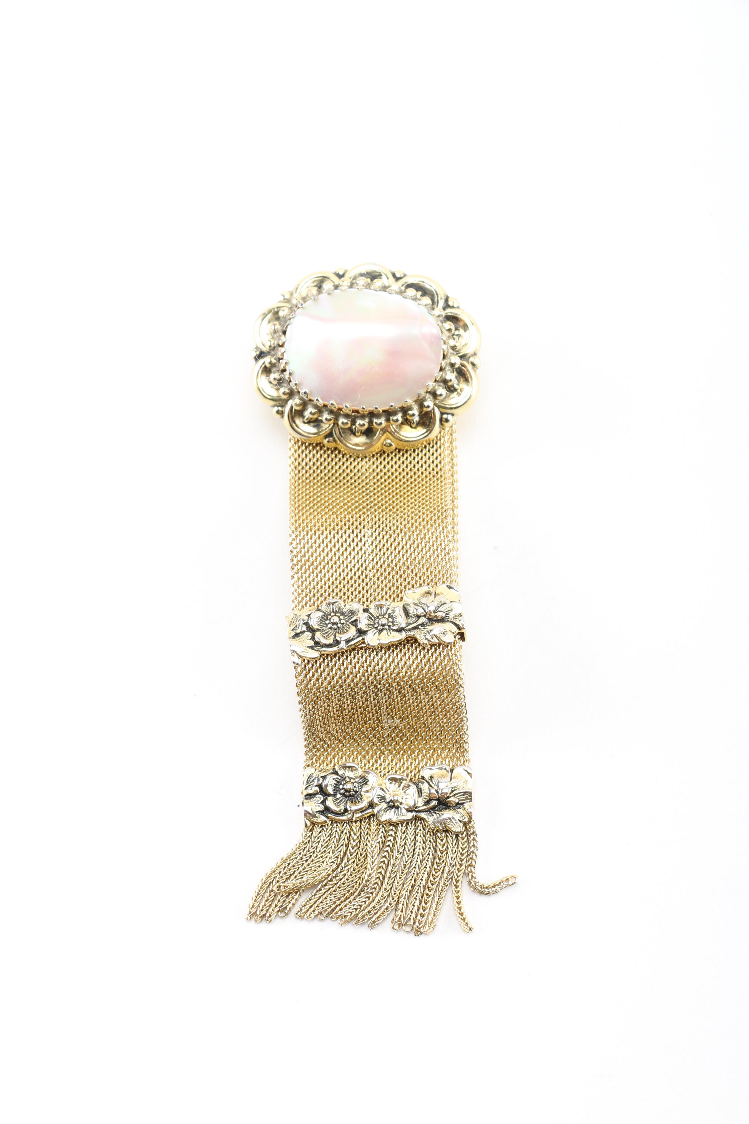 Gold Tone Jewelry Selection Including Shell Accent Bracelet