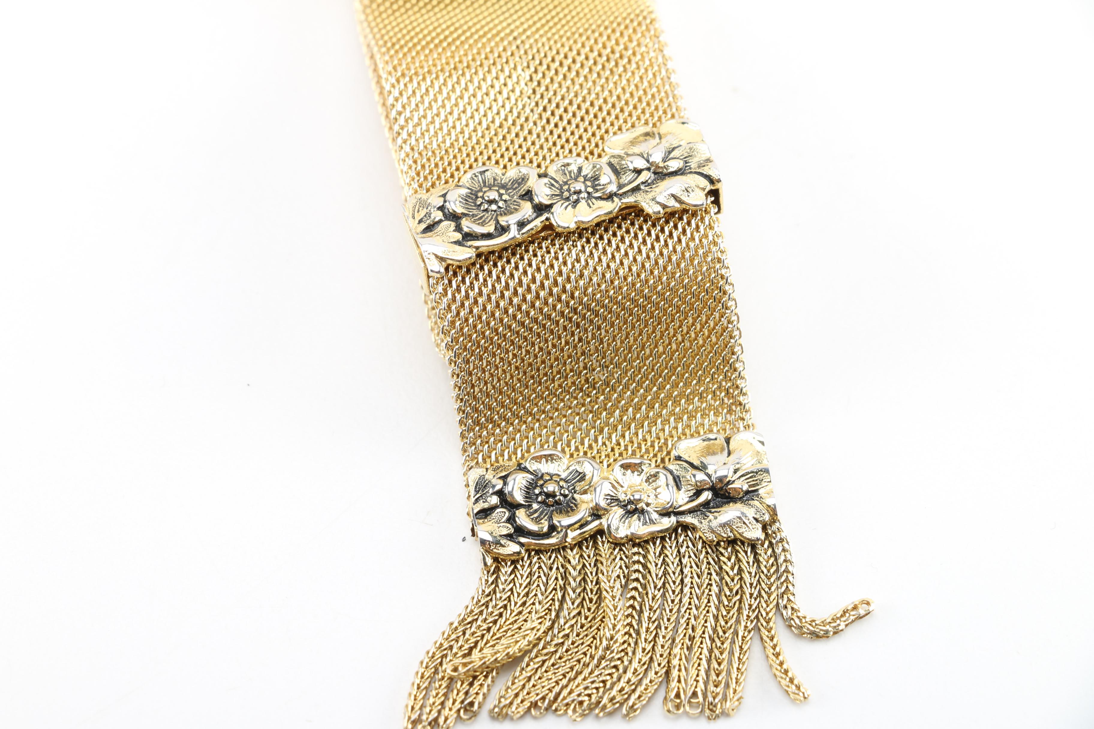 Gold Tone Jewelry Selection Including Shell Accent Bracelet