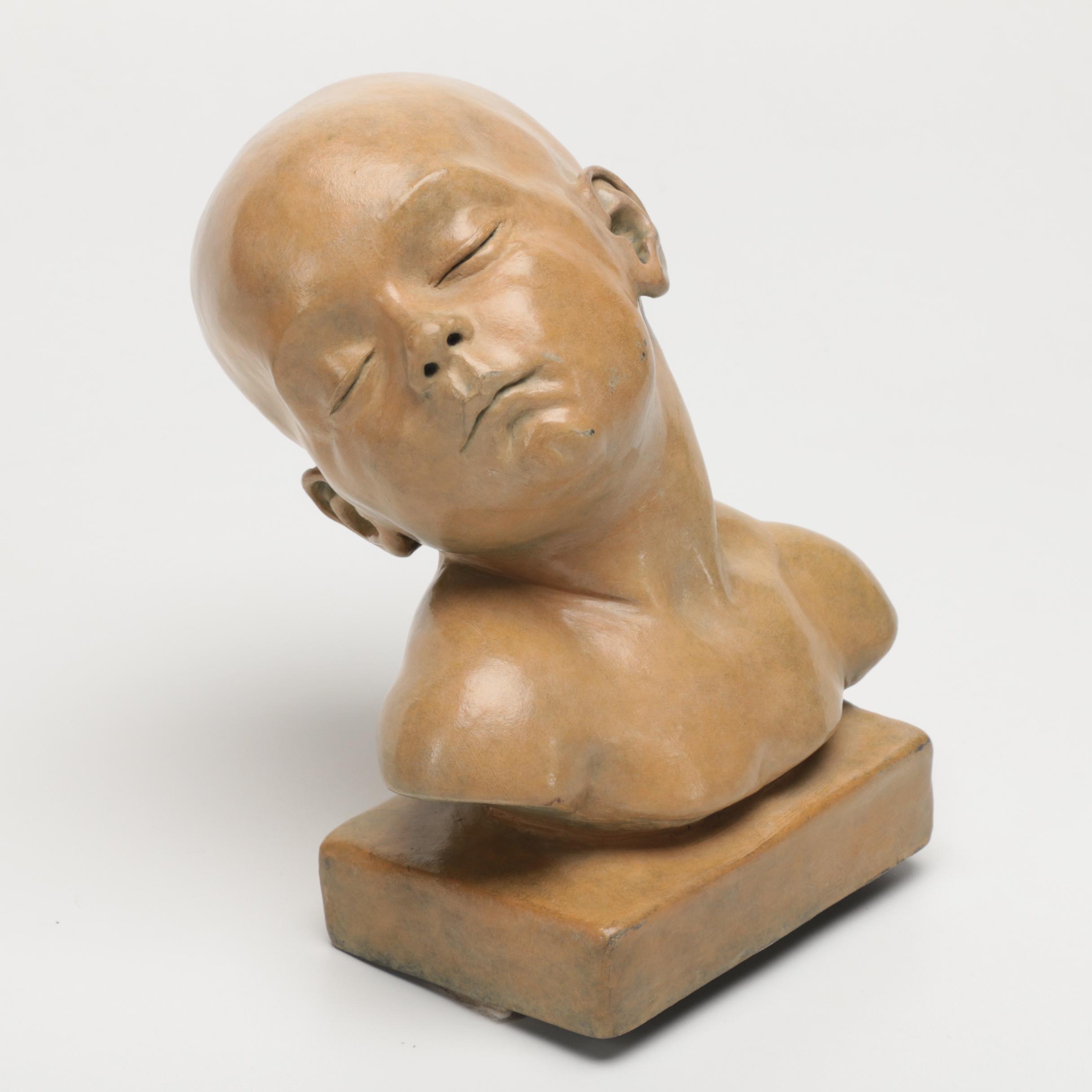 Danielle Anjou  Reproduction Sculpture After Aimé Jules Dalou's "Buste d’Enfant Endormi"