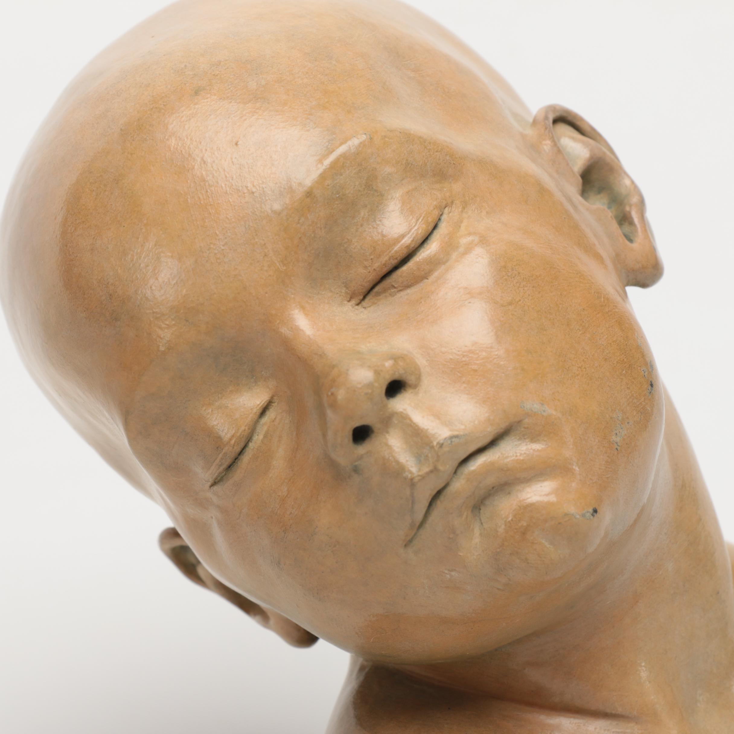 Danielle Anjou  Reproduction Sculpture After Aimé Jules Dalou's "Buste d’Enfant Endormi"