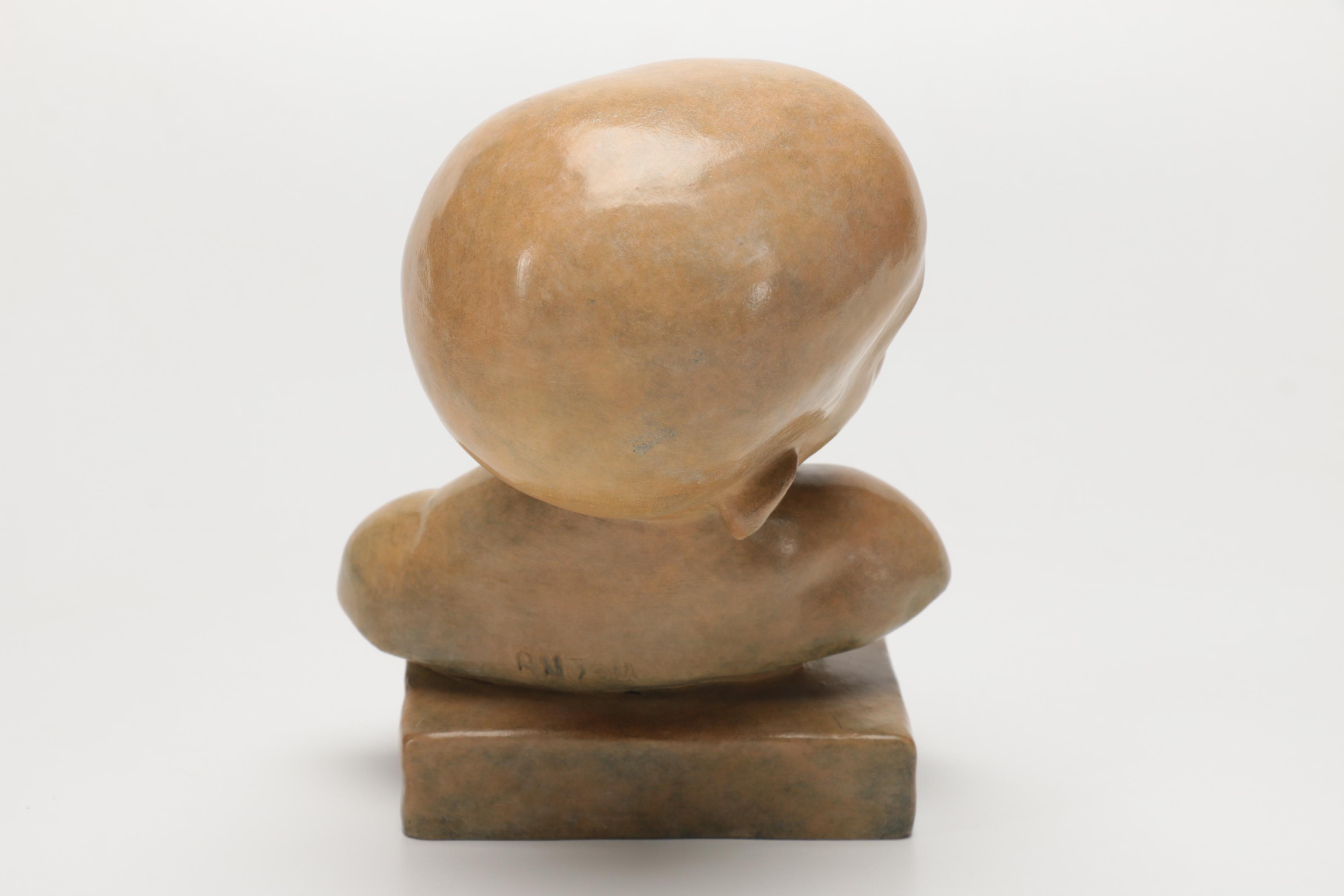 Danielle Anjou  Reproduction Sculpture After Aimé Jules Dalou's "Buste d’Enfant Endormi"