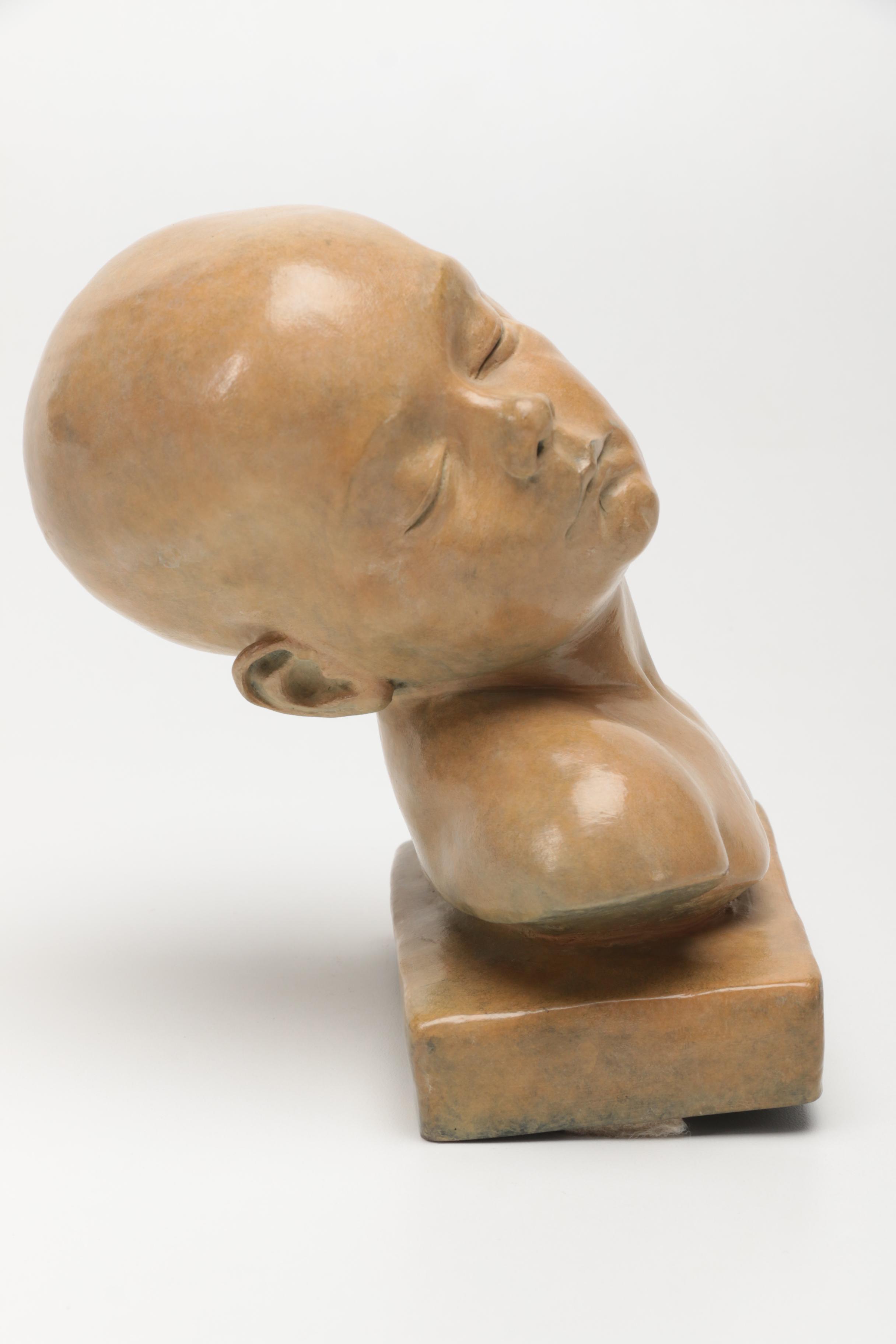 Danielle Anjou  Reproduction Sculpture After Aimé Jules Dalou's "Buste d’Enfant Endormi"