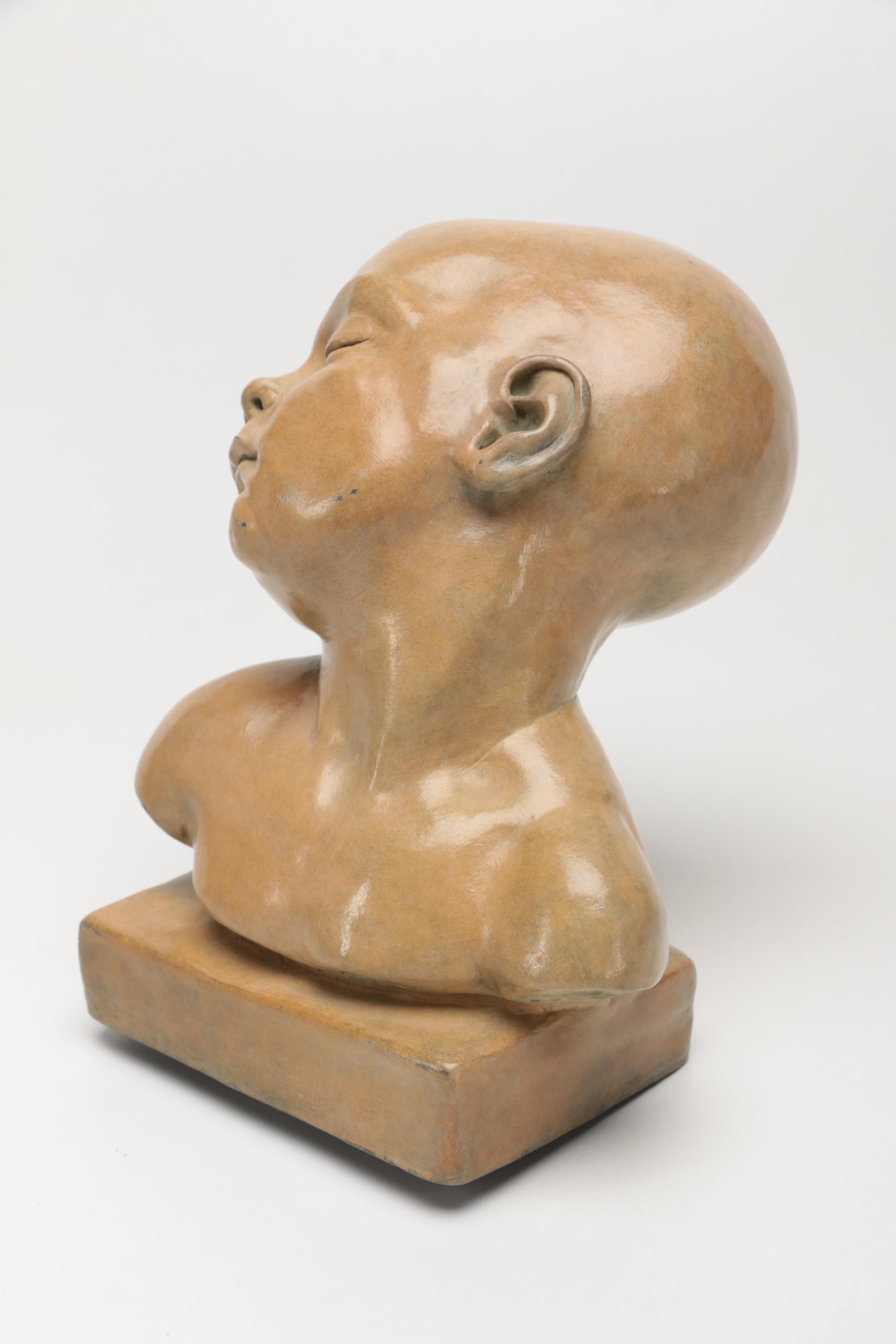 Danielle Anjou  Reproduction Sculpture After Aimé Jules Dalou's "Buste d’Enfant Endormi"