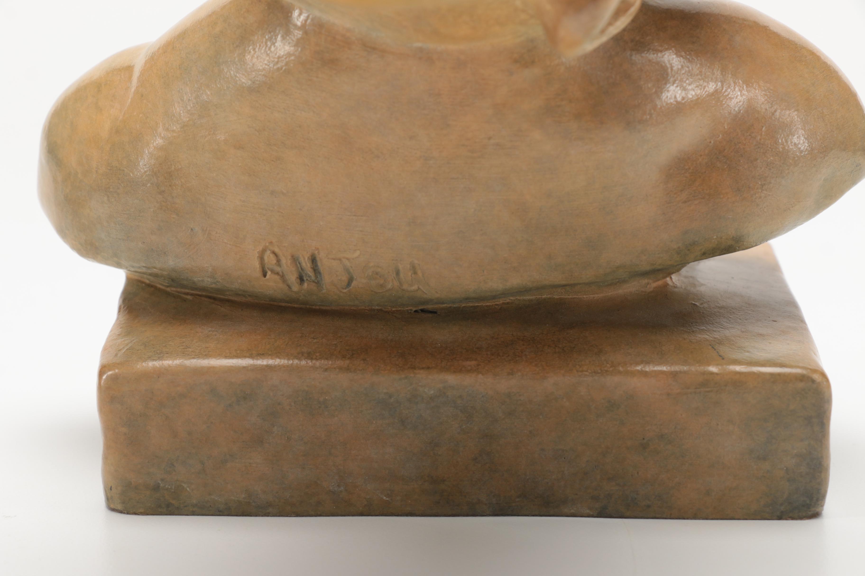 Danielle Anjou  Reproduction Sculpture After Aimé Jules Dalou's "Buste d’Enfant Endormi"