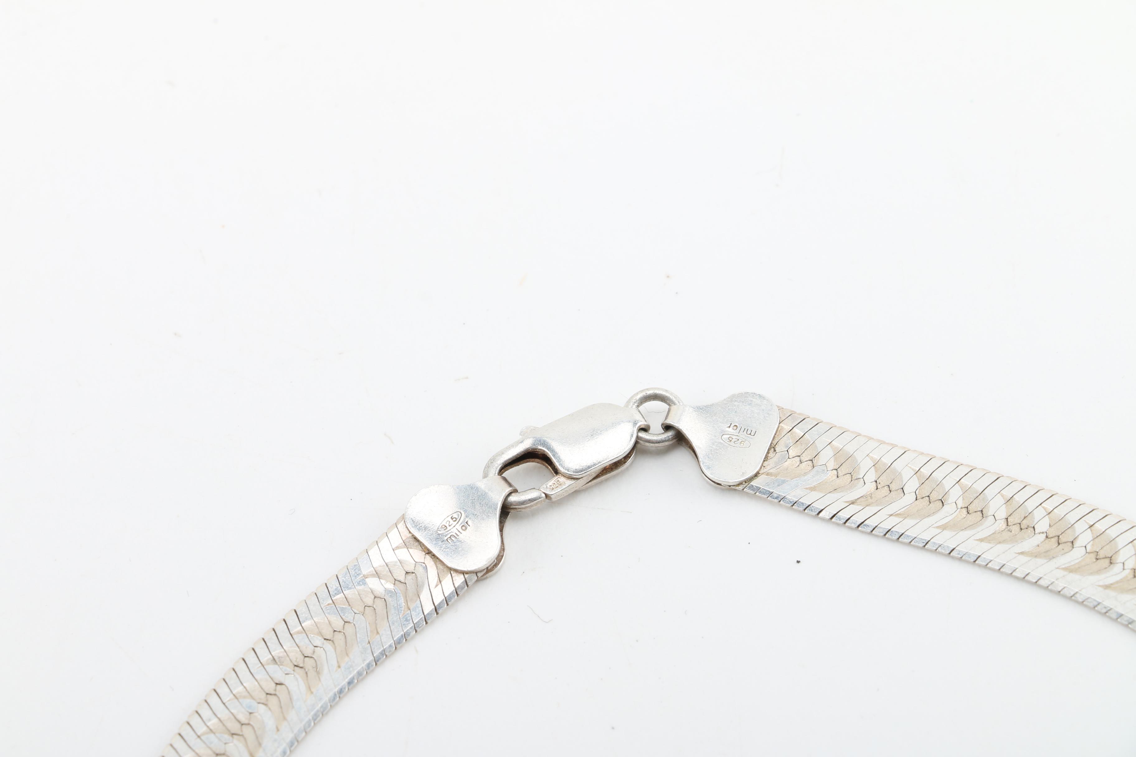 Sterling Silver Reversible Herringbone Chain Necklace