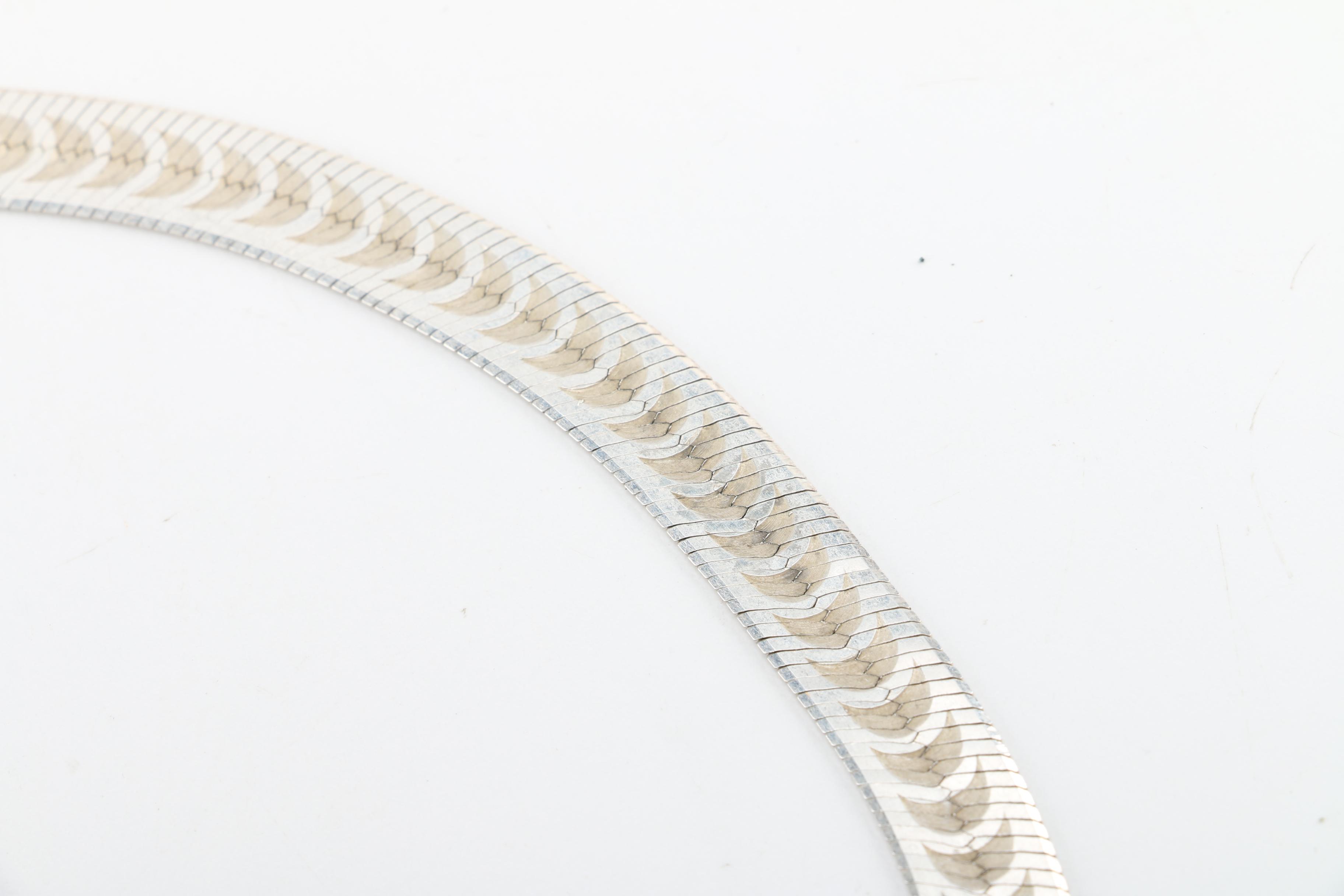Sterling Silver Reversible Herringbone Chain Necklace