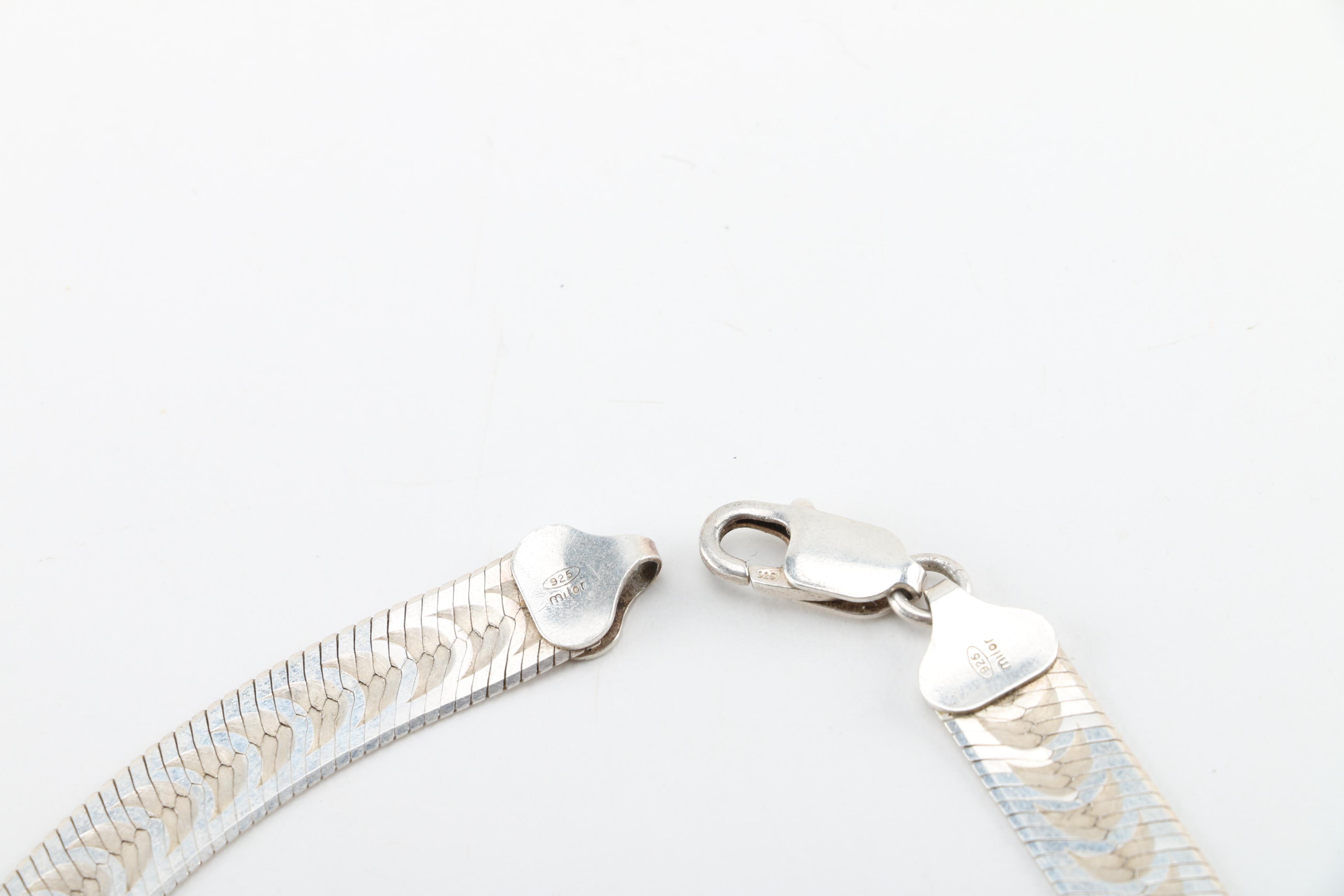 Sterling Silver Reversible Herringbone Chain Necklace