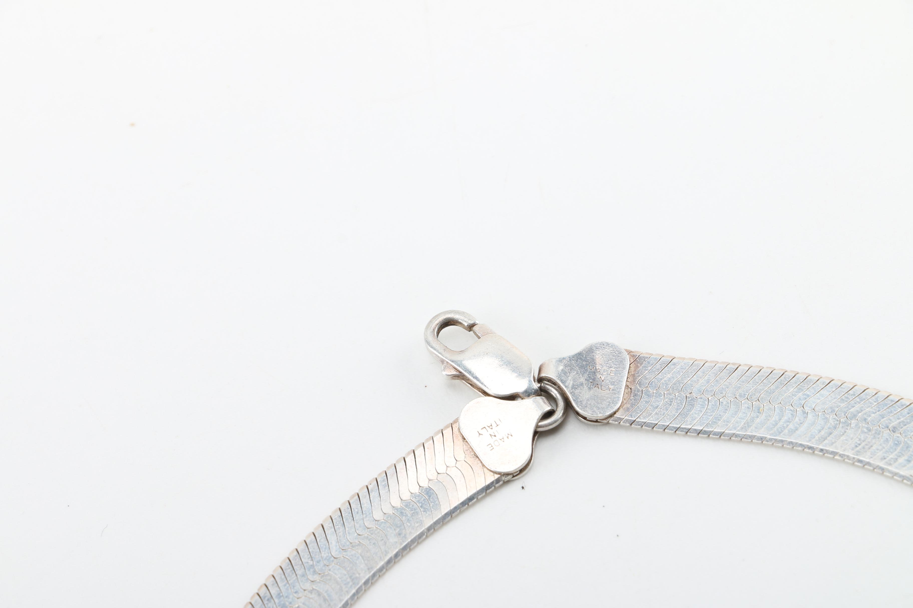 Sterling Silver Reversible Herringbone Chain Necklace