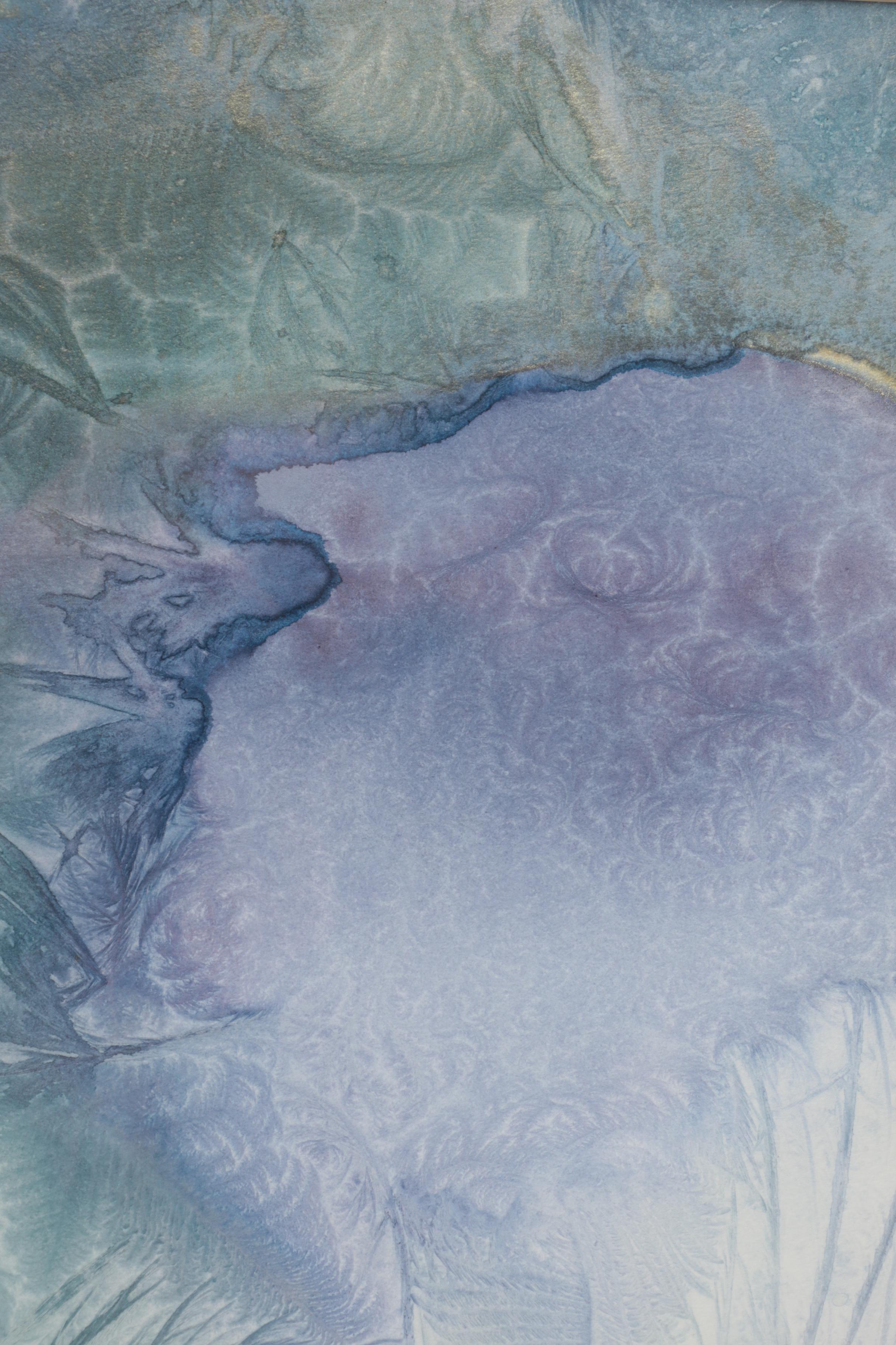 Phyllis Koehler Watercolor on Paper in Violet and Teal