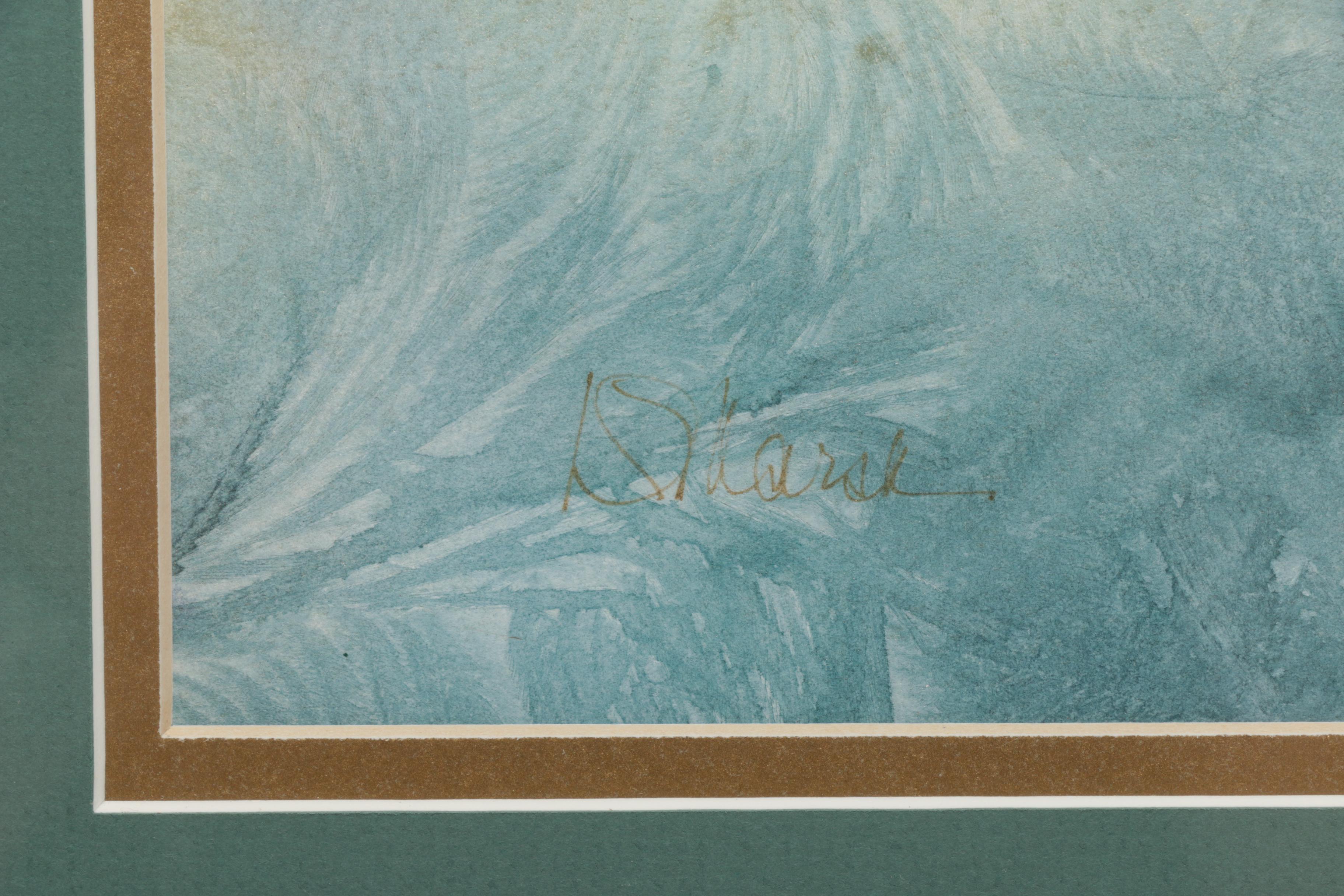 Phyllis Koehler Watercolor on Paper in Violet and Teal