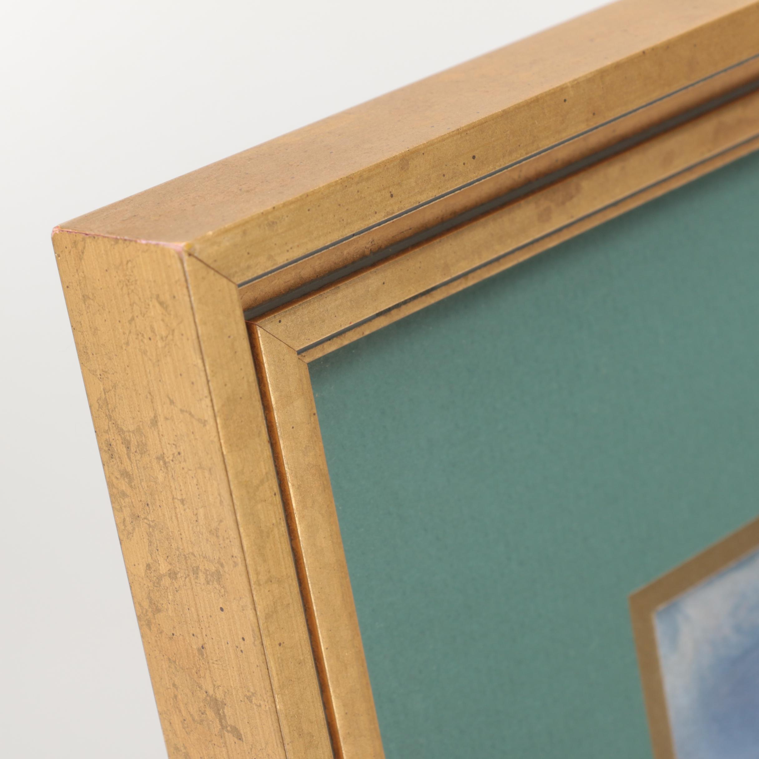 Phyllis Koehler Watercolor on Paper in Violet and Teal