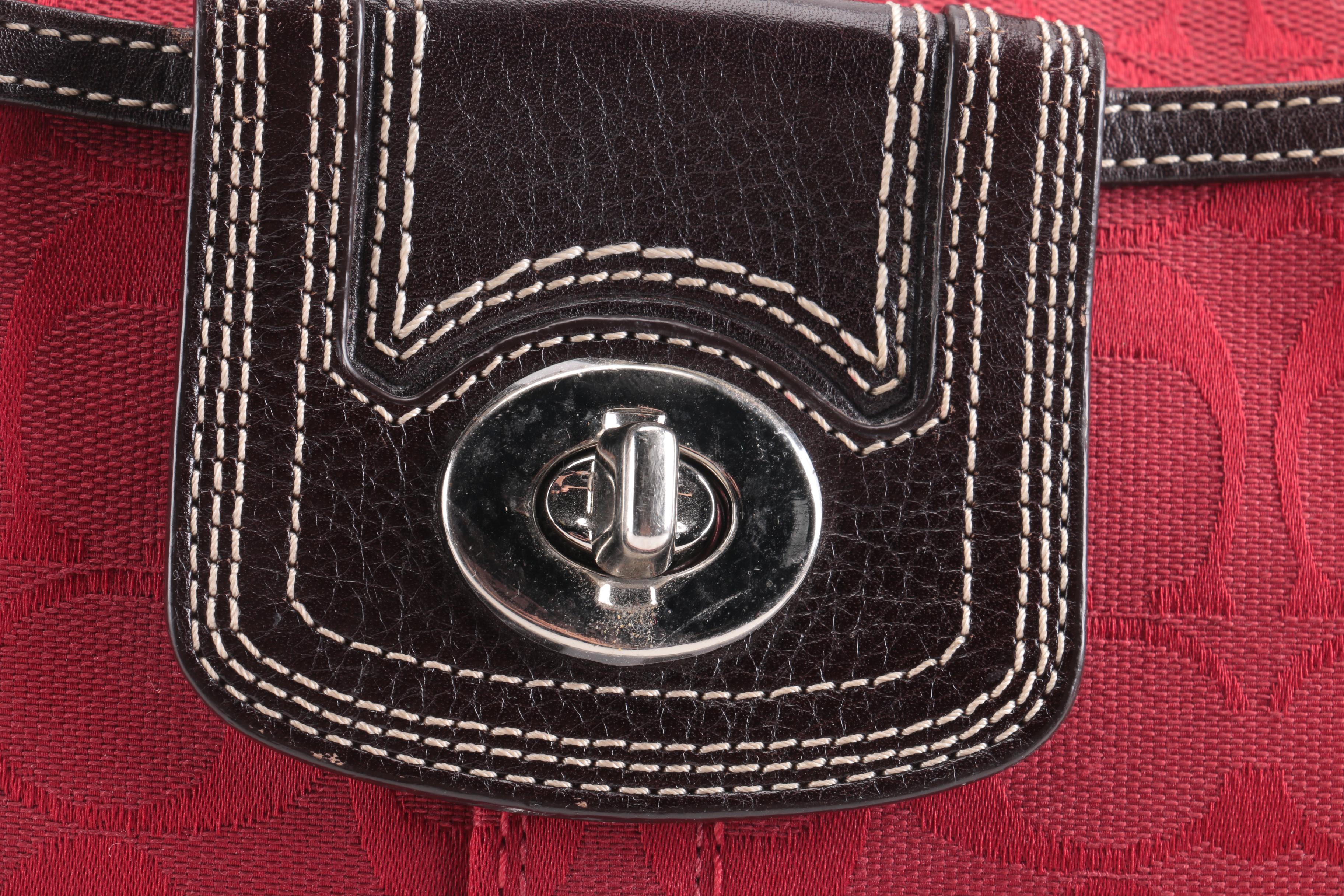 Coach Red Signature Hampton Hobo Bag