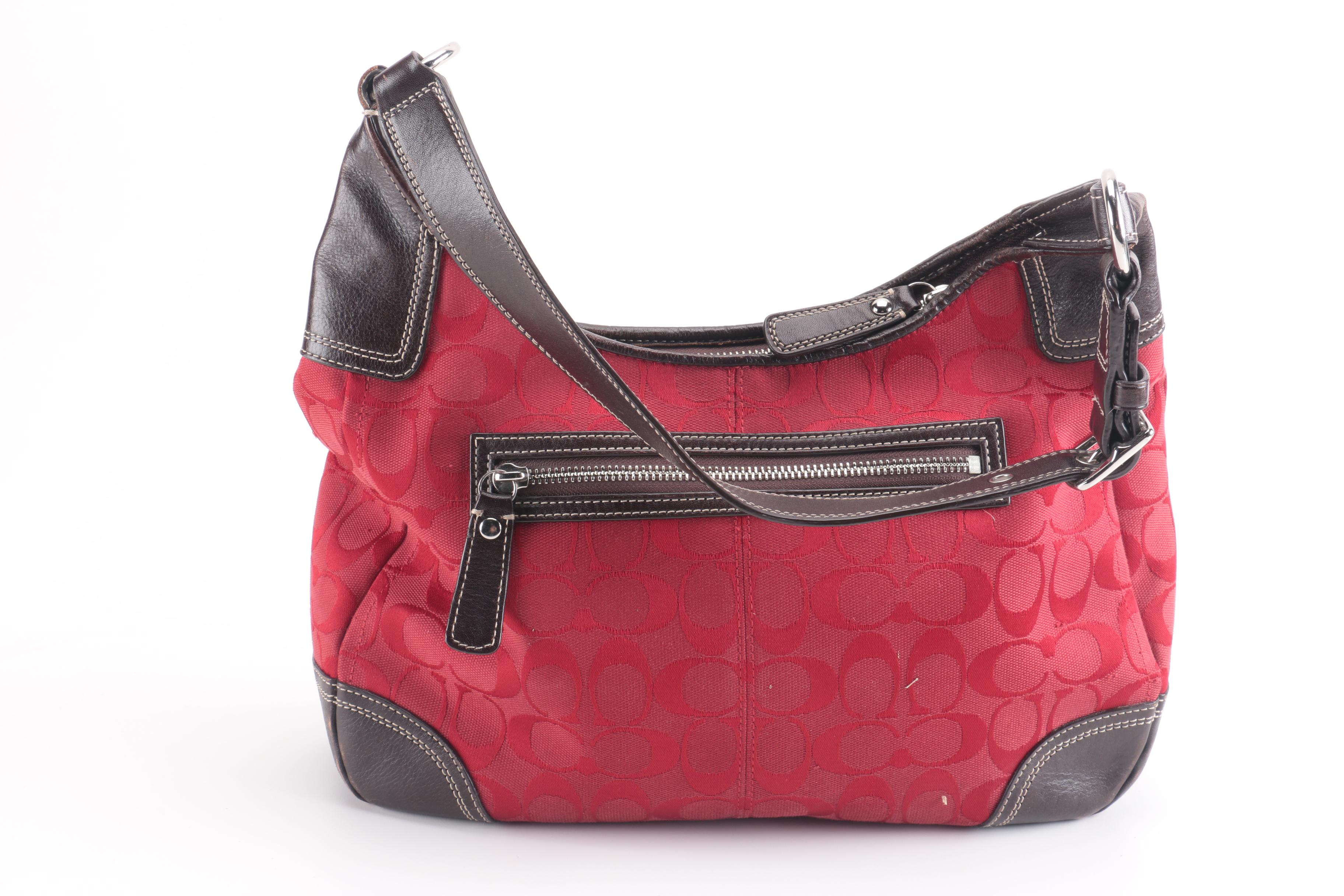 Coach Red Signature Hampton Hobo Bag