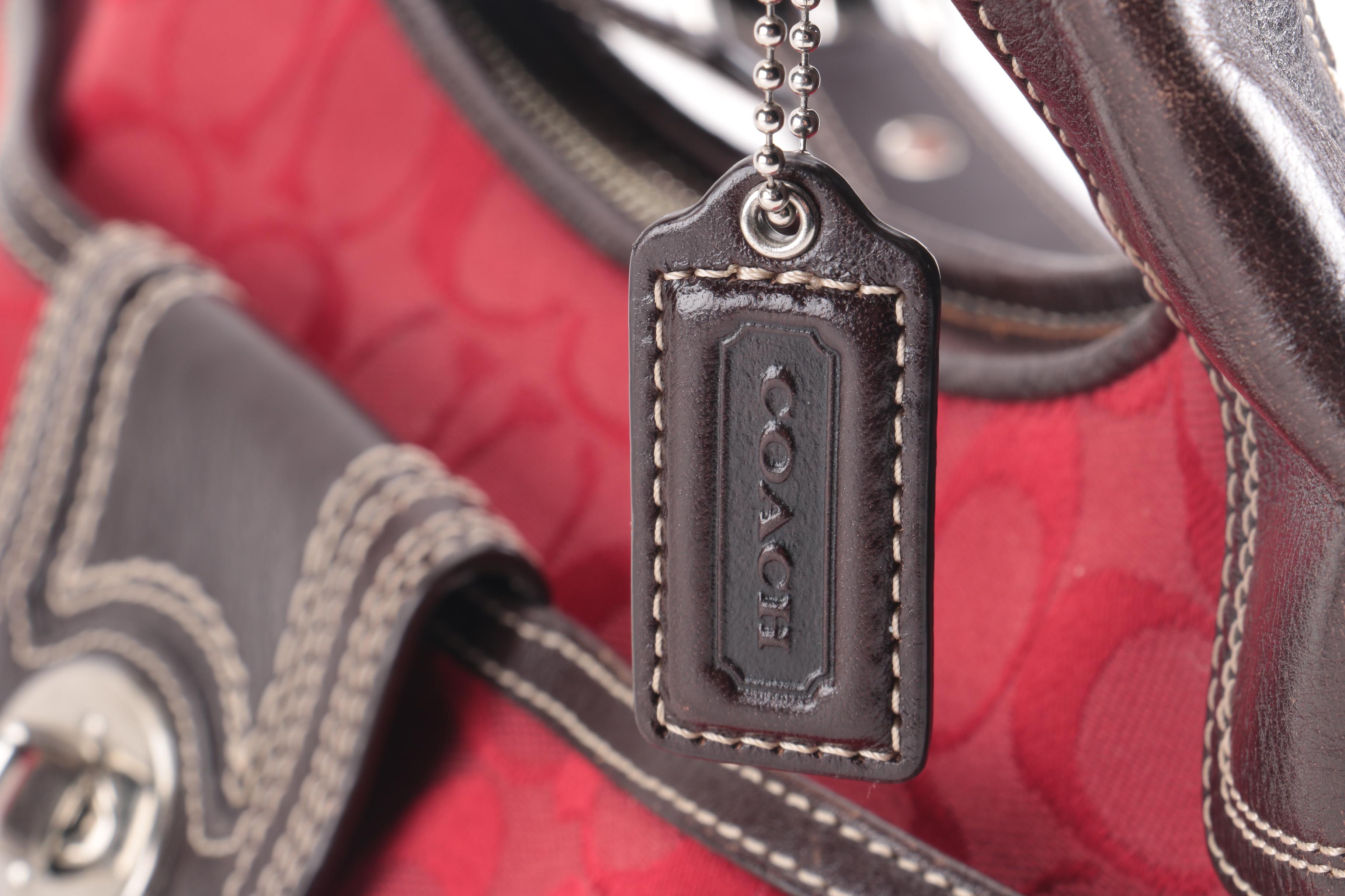 Coach Red Signature Hampton Hobo Bag