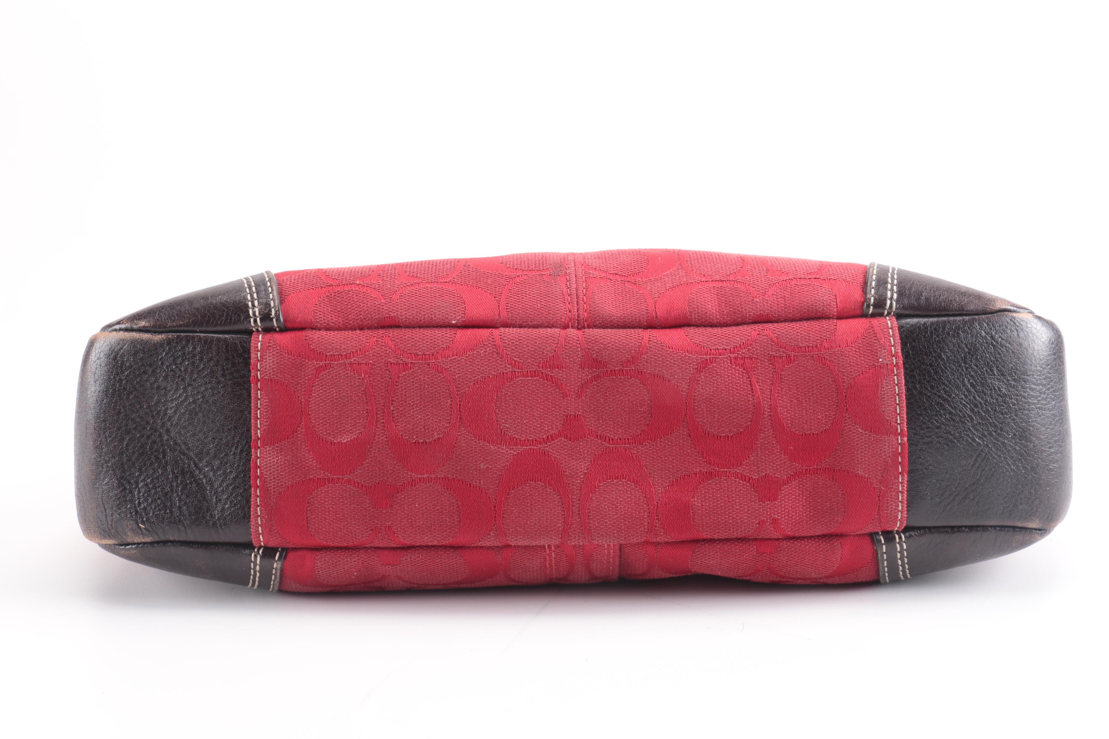 Coach Red Signature Hampton Hobo Bag