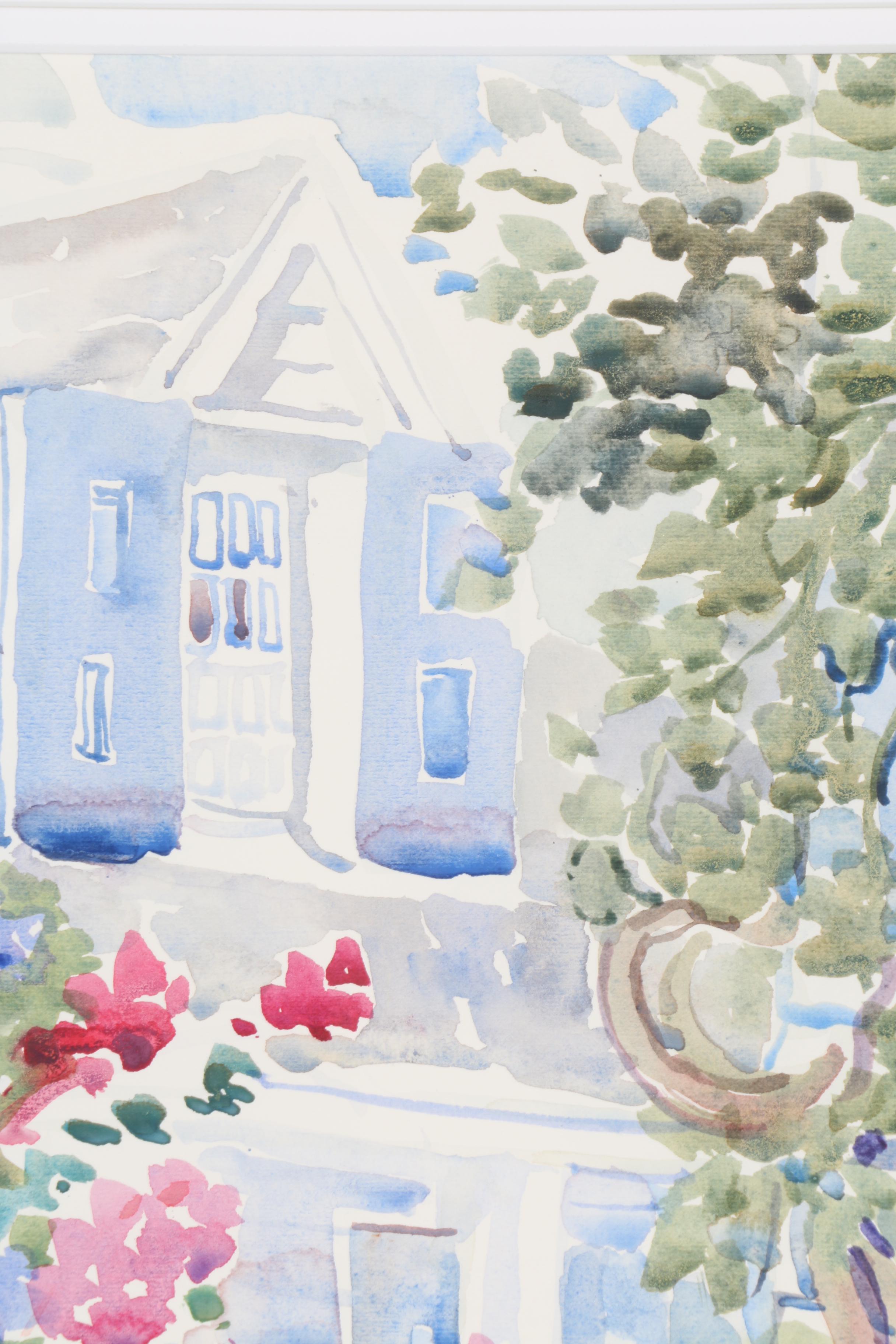 Elizabeth Berry Watercolor Painting of a Garden