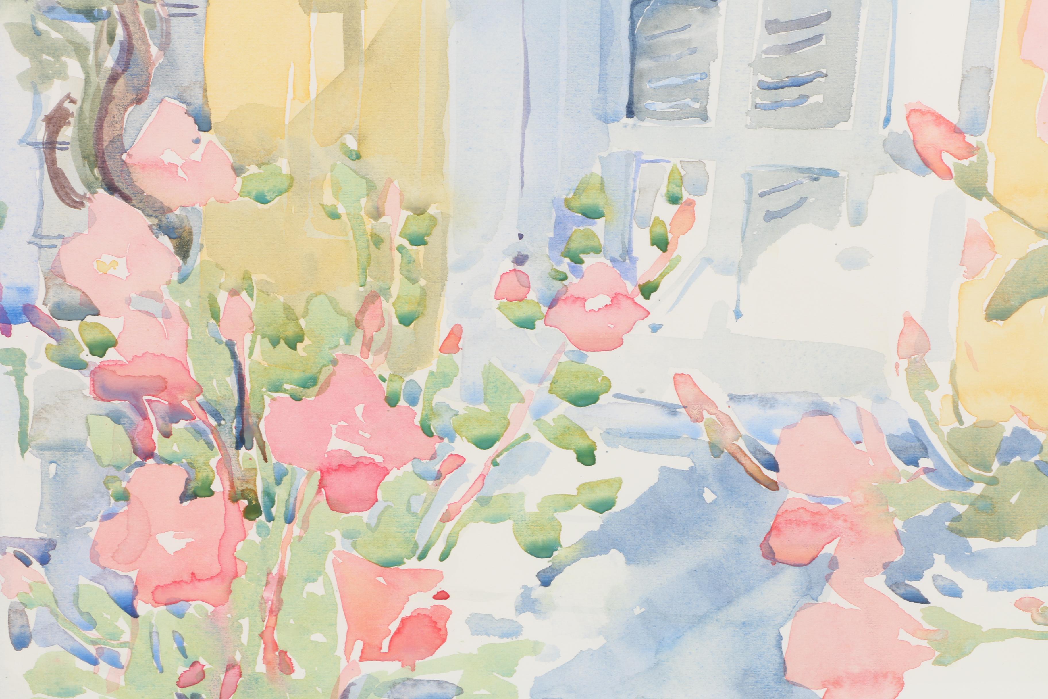 Elizabeth Berry Watercolor Painting of a Garden