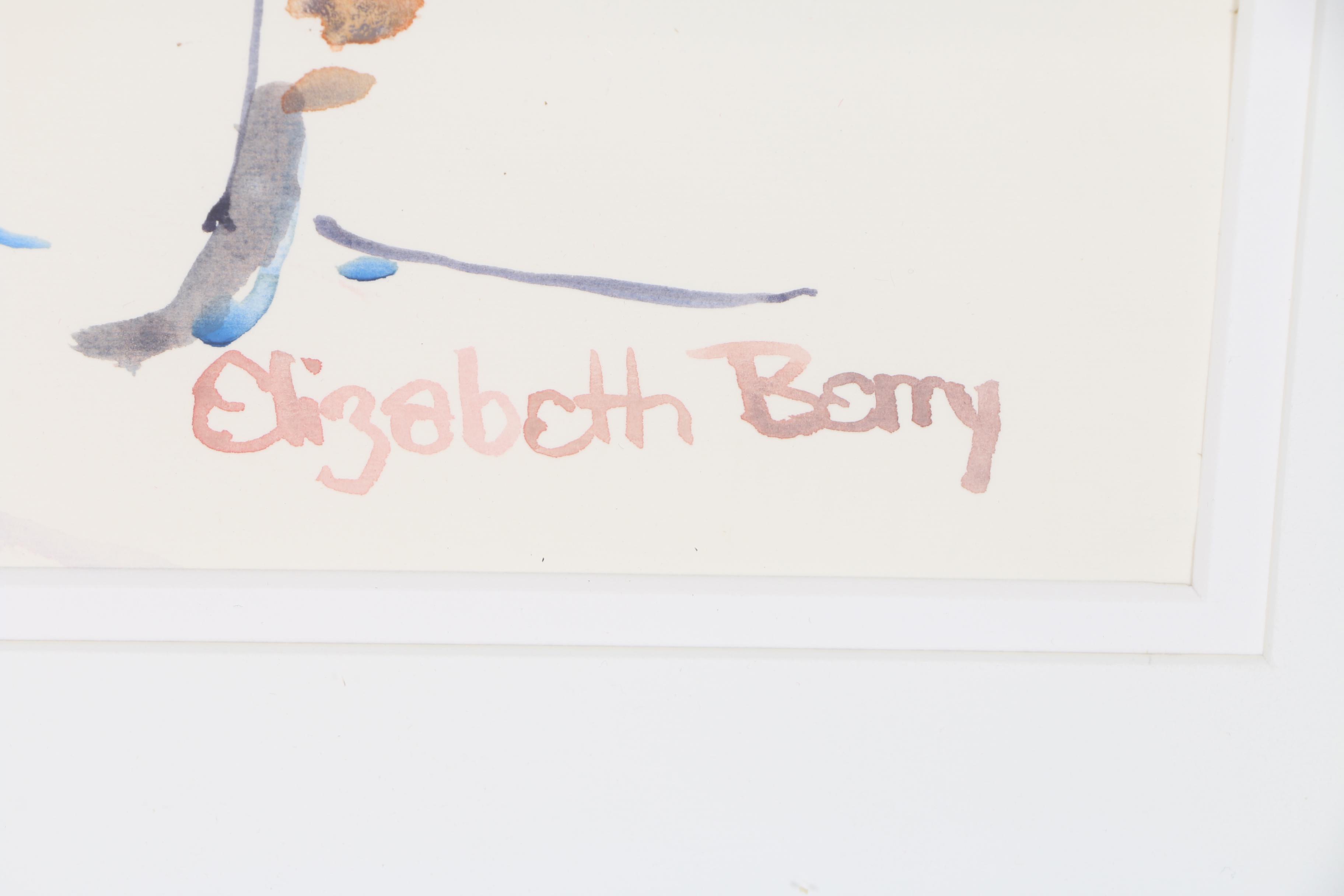 Elizabeth Berry Watercolor Painting of a Garden