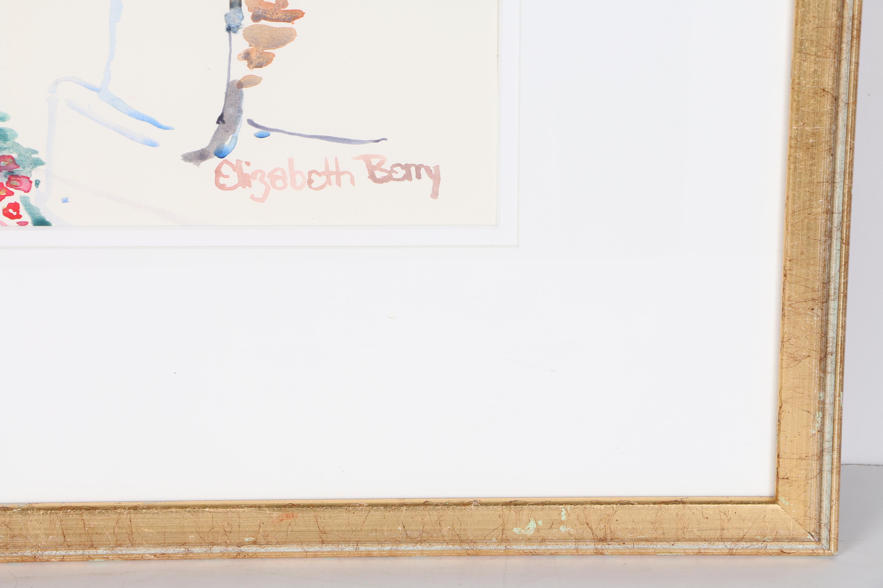 Elizabeth Berry Watercolor Painting of a Garden