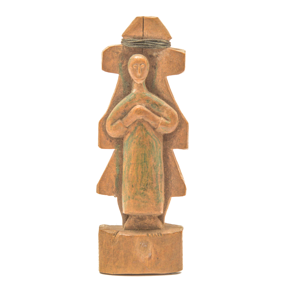 Antique Spanish Colonial Carved Pendant of Mary