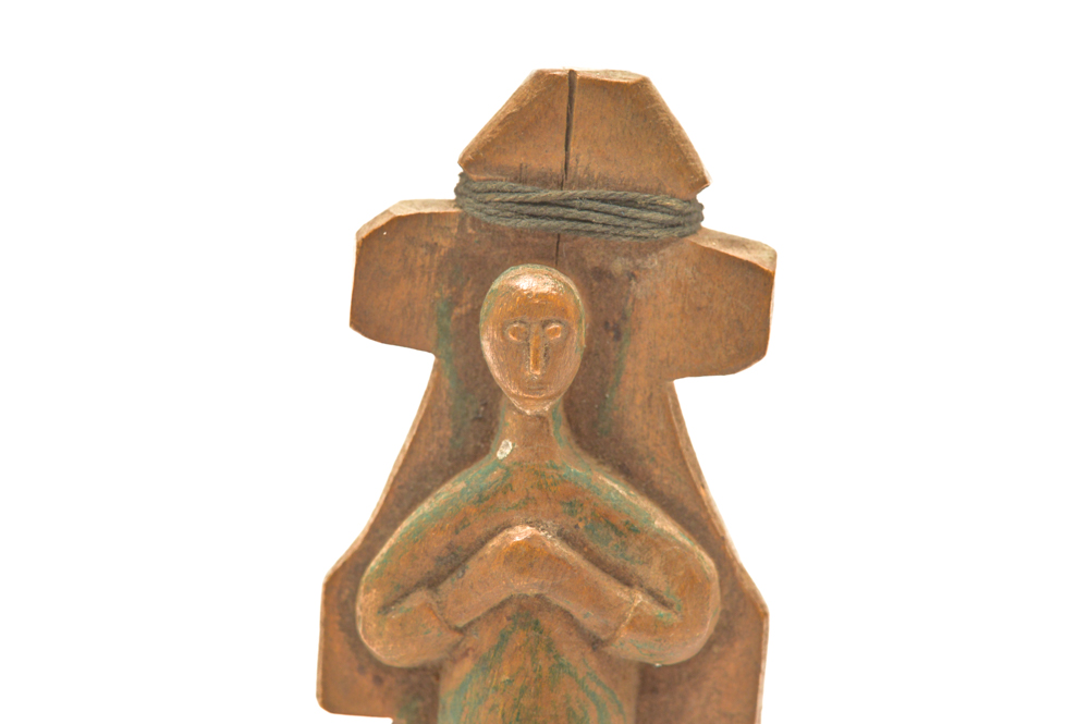 Antique Spanish Colonial Carved Pendant of Mary