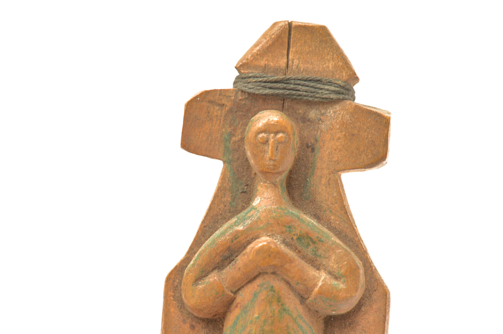 Antique Spanish Colonial Carved Pendant of Mary