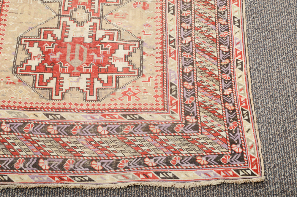 Antique Hand Knotted Turkish Anatolian Accent Rug